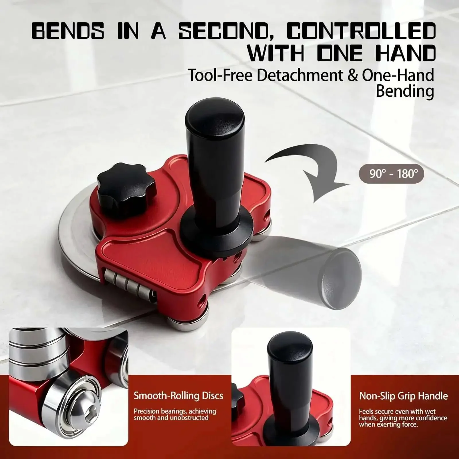Sheet Metal Bender Hand Held Bending Tool For Steel Aluminum Copper Compact Metal Folding Machine For HVAC Roofing And DIY Removable Center Disc For Continuous Bends And Easy Transport - Image 5