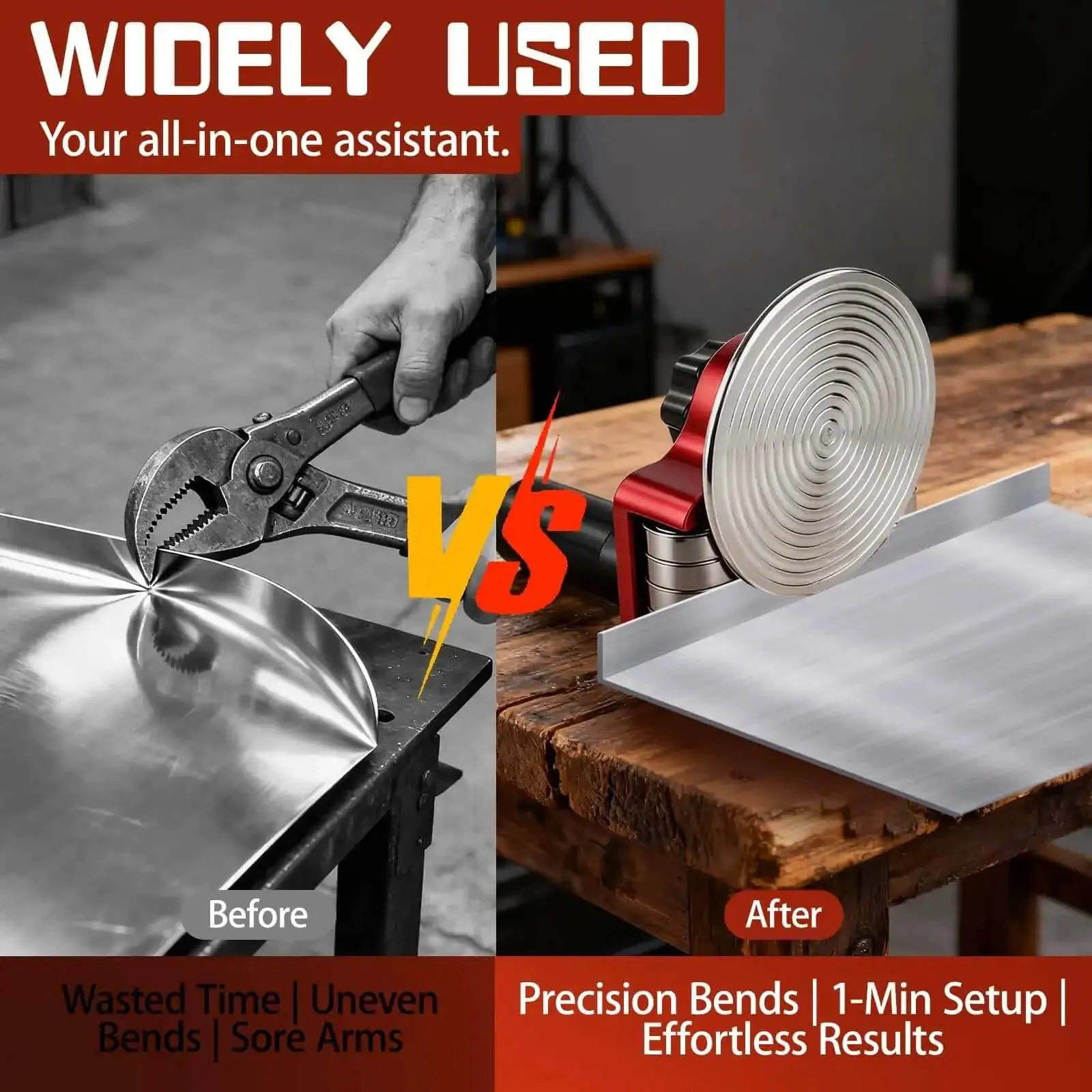 Sheet Metal Bender Hand Held Bending Tool For Steel Aluminum Copper Compact Metal Folding Machine For HVAC Roofing And DIY Removable Center Disc For Continuous Bends And Easy Transport - Image 6