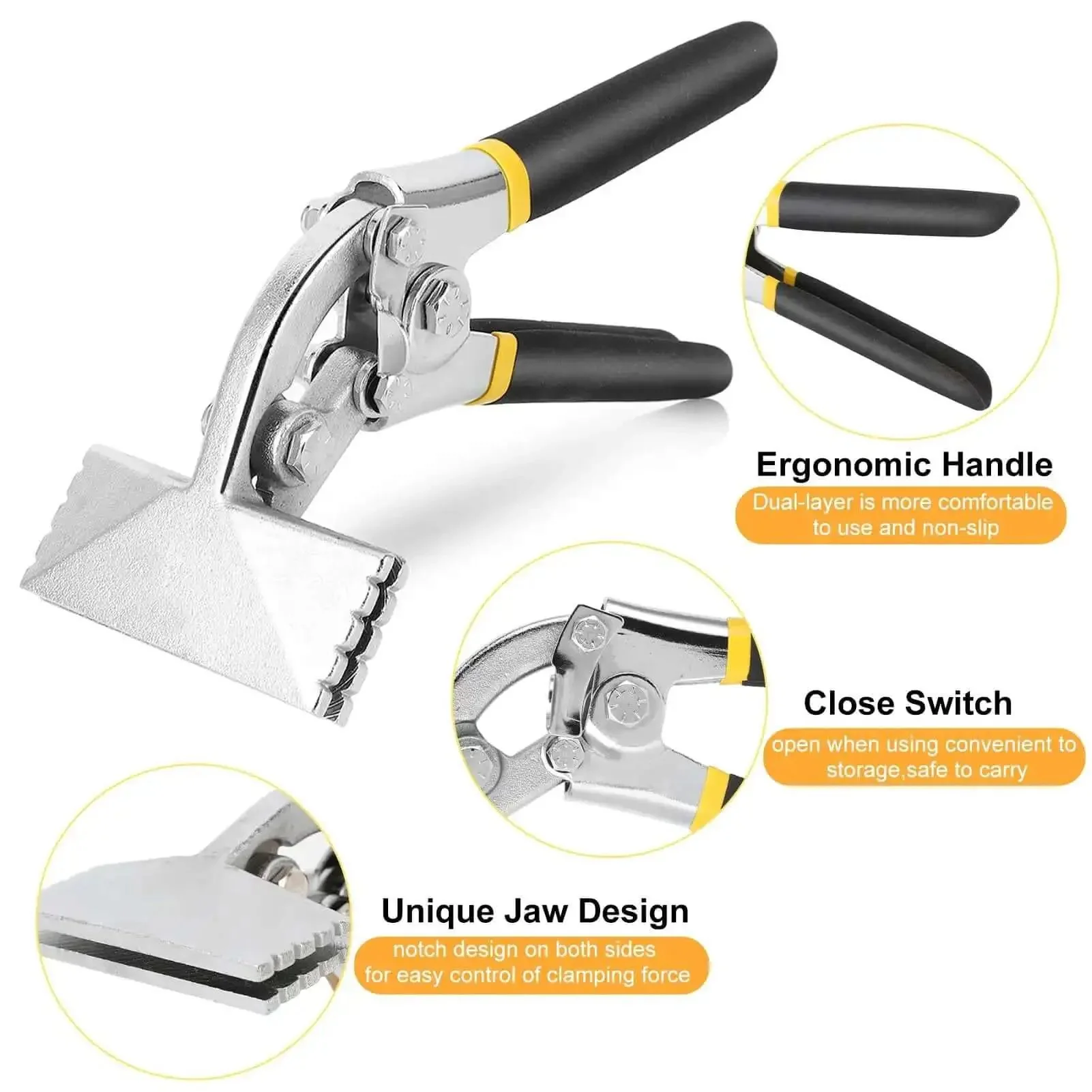 Sheet Metal Bender Pliers With 3 Inch Offset Jaw And Seven And A Half Cm Long Jaw For Tight Spaces Easy Bending Seaming And Flattening In Roofing Siding And HVAC Projects Cast Jaw With One Quarter Inch Bend Marks Ergonomic Handle - Image 4