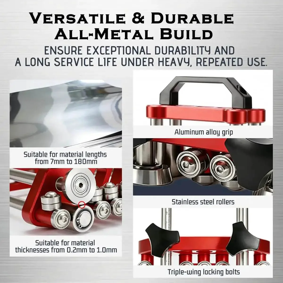 Sheet Metal Bender With Dual Station Rollers For 0 To 100 Degrees, Lightweight Workhorse 7 Inch Tool For Pros And DIYers, No Scratch Angled Roller Delivers Clean, Professional Bends On Custom Complex Projects - Image 4