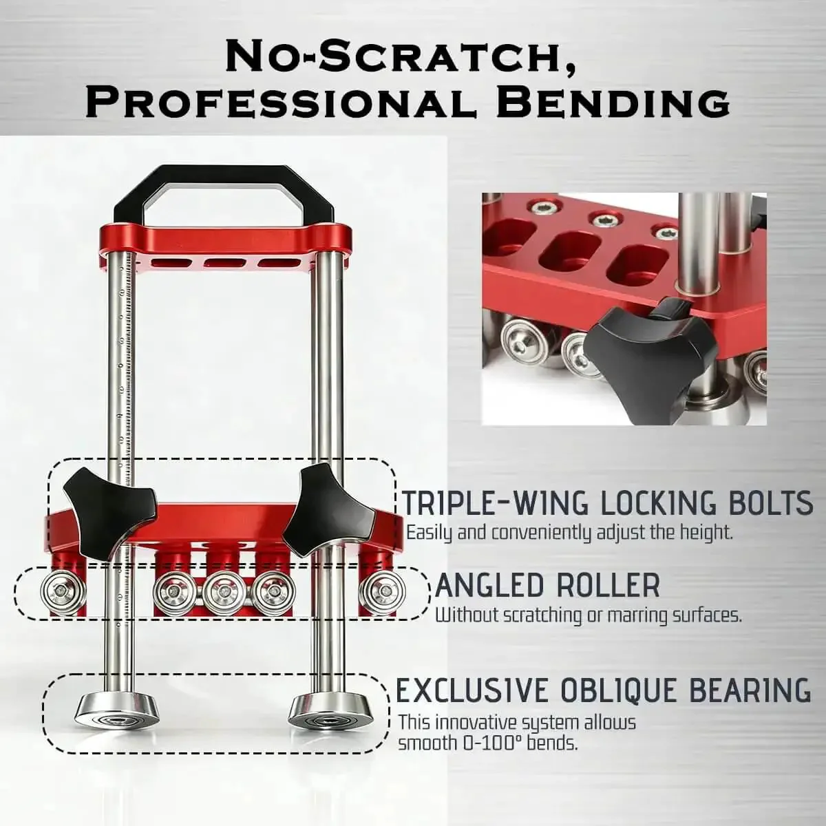 Sheet Metal Bender With Dual Station Rollers For 0 To 100 Degrees, Lightweight Workhorse 7 Inch Tool For Pros And DIYers, No Scratch Angled Roller Delivers Clean, Professional Bends On Custom Complex Projects - Image 6