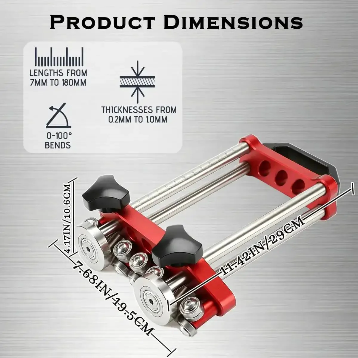 Sheet Metal Bender With Dual Station Rollers For 0 To 100 Degrees, Lightweight Workhorse 7 Inch Tool For Pros And DIYers, No Scratch Angled Roller Delivers Clean, Professional Bends On Custom Complex Projects - Image 7