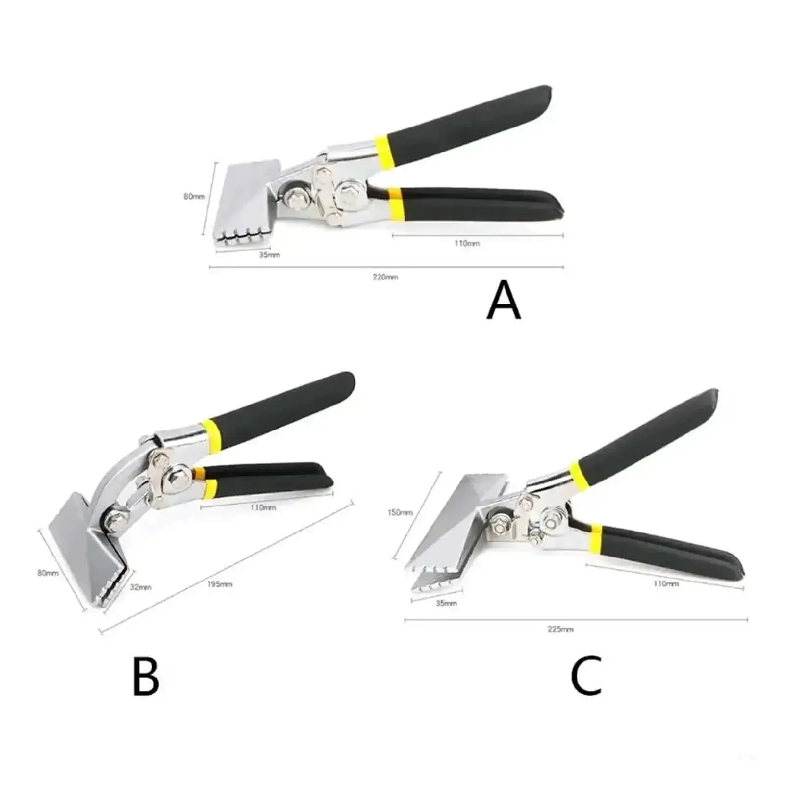 Sheet Metal Bending Pliers Hand Seamer With Wide Jaw And Ergonomic Grip, Durable Nickel-Plated Steel, Straight And Elbow Bends, 80mm And 150mm Tips, Ideal For Ductwork, Roofing, And DIY Construction Projects - Image 2