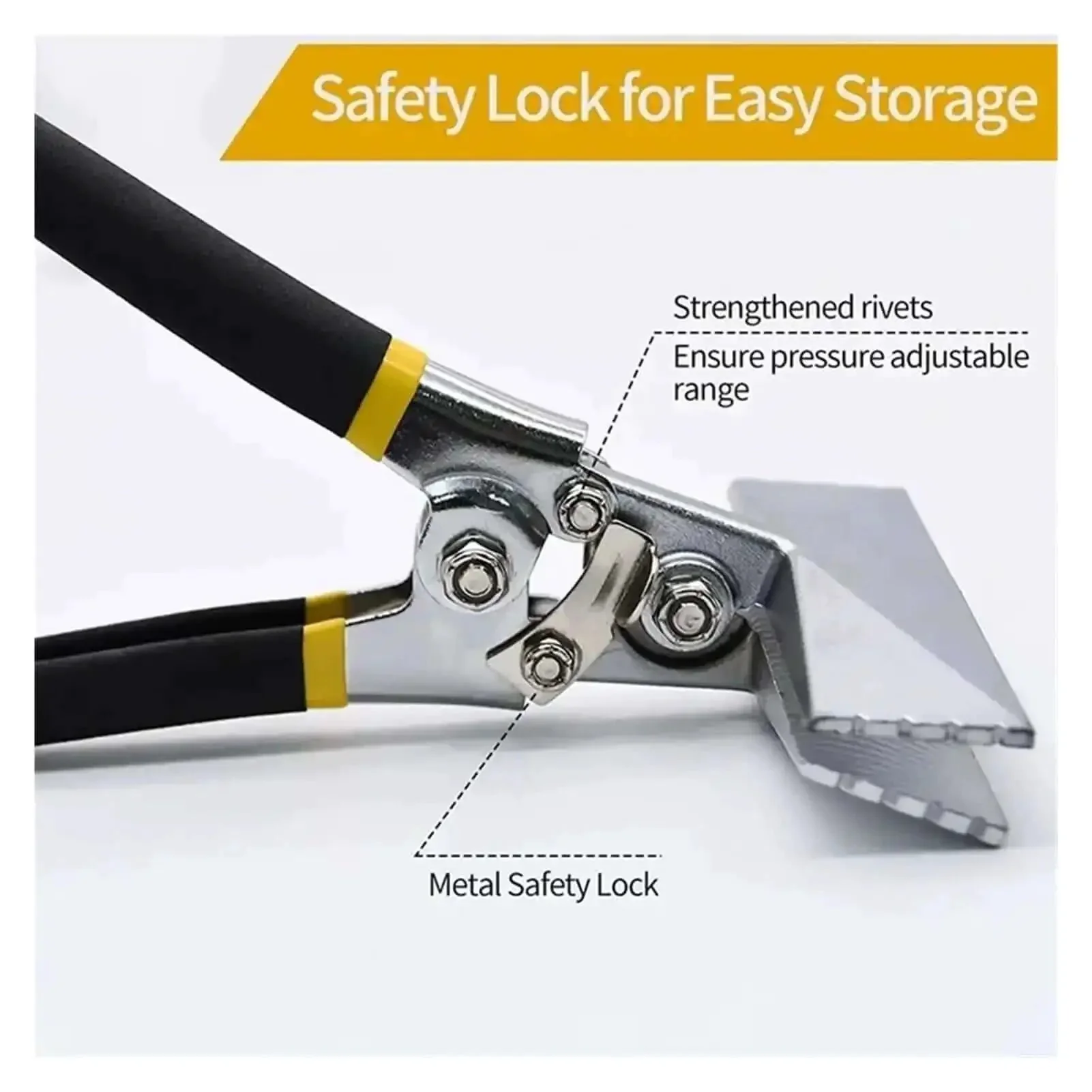 Sheet Metal Bending Pliers With Wide Jaws And Straight Jaws 80mm, Manual Seam Pliers, Welding Clamping Tools, Heavy Duty Nickel Plated Steel, Ergonomic Handle For Comfortable Grip On Construction Projects - Image 3