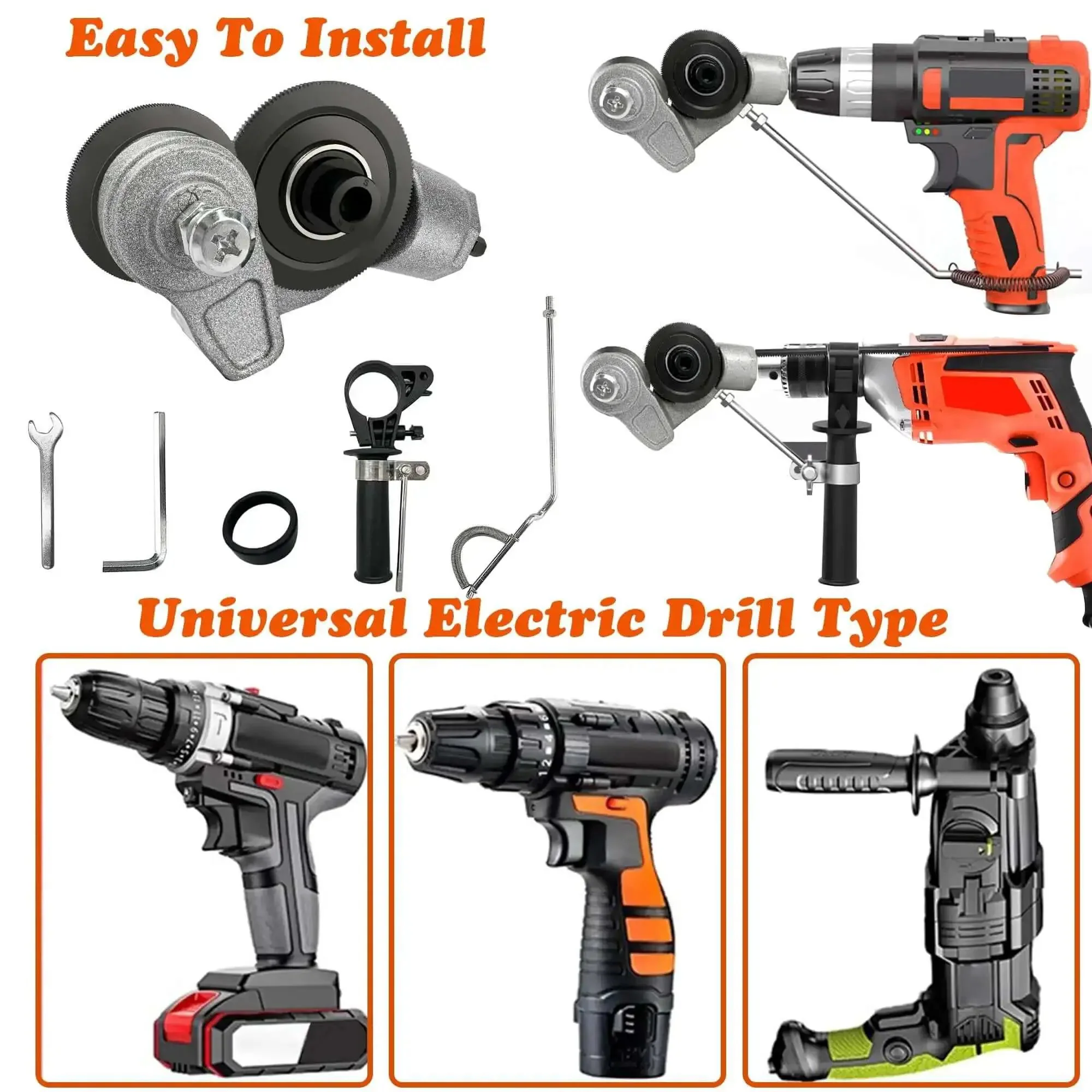 Sheet Metal Cutter Drill Attachment With Serrated Wheel For Nibbler Style Cutting, Drill Adapter Kit For Iron Steel Copper Aluminum, Easy Mount Pro Grade Heavy Duty Do It Yourself Metalworking Tool - Image 2