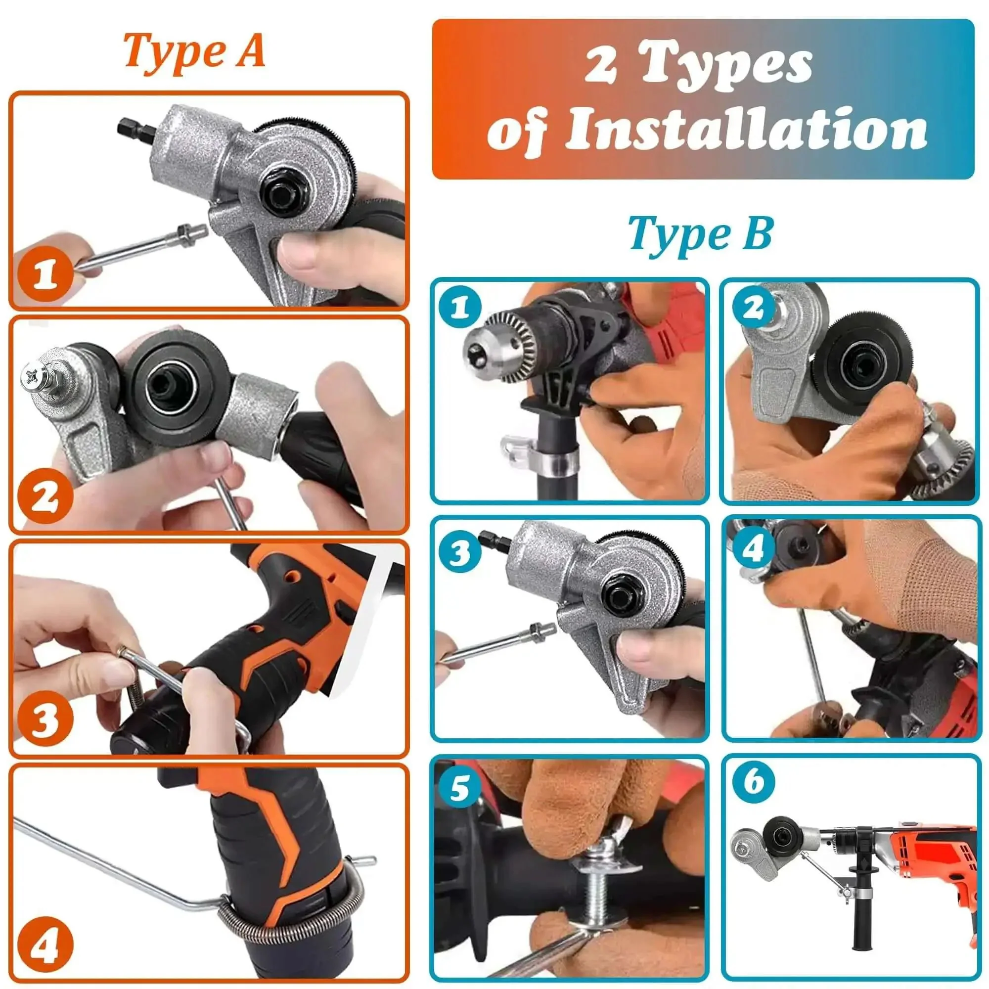 Sheet Metal Cutter Drill Attachment With Serrated Wheel For Nibbler Style Cutting, Drill Adapter Kit For Iron Steel Copper Aluminum, Easy Mount Pro Grade Heavy Duty Do It Yourself Metalworking Tool - Image 3