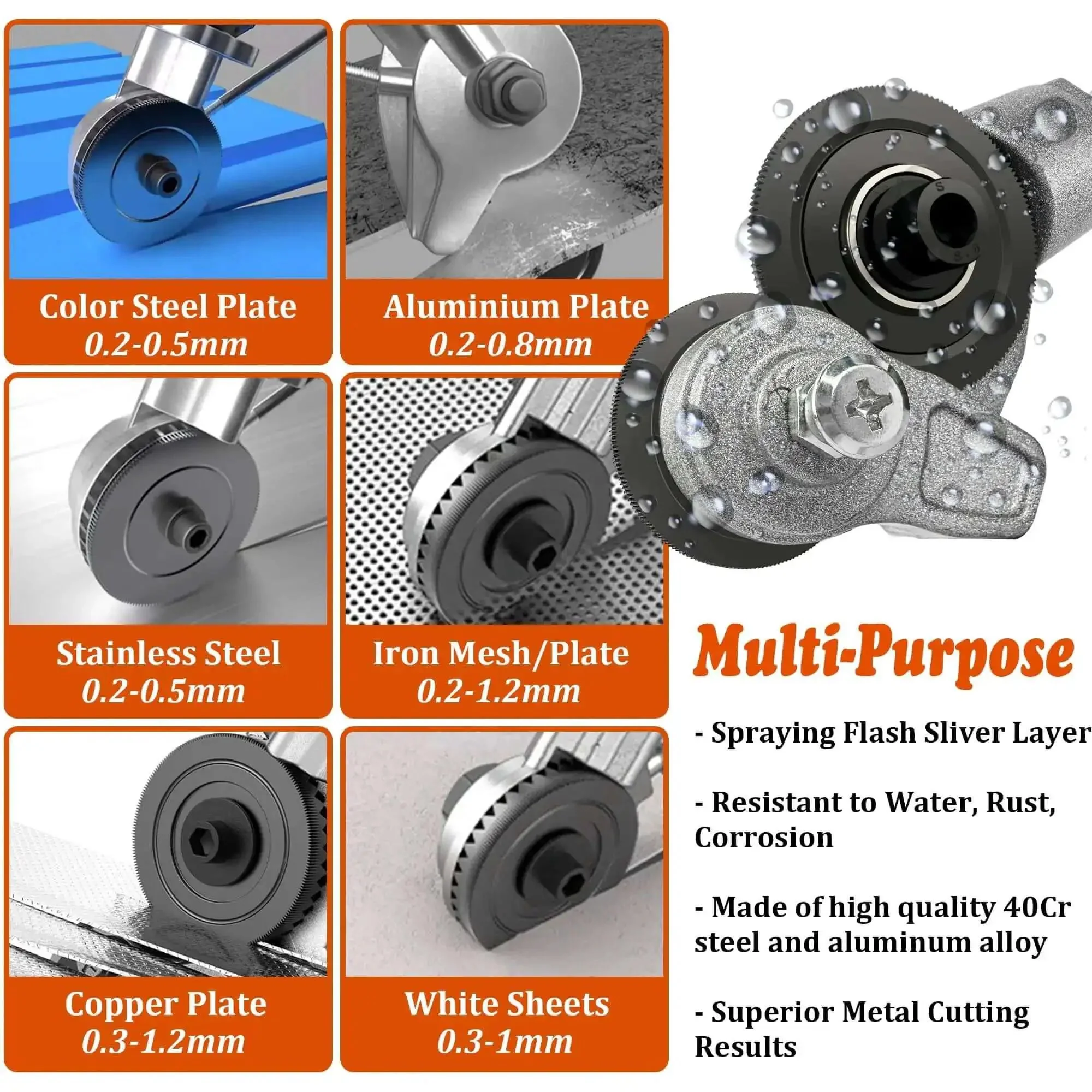Sheet Metal Cutter Drill Attachment With Serrated Wheel For Nibbler Style Cutting, Drill Adapter Kit For Iron Steel Copper Aluminum, Easy Mount Pro Grade Heavy Duty Do It Yourself Metalworking Tool - Image 4
