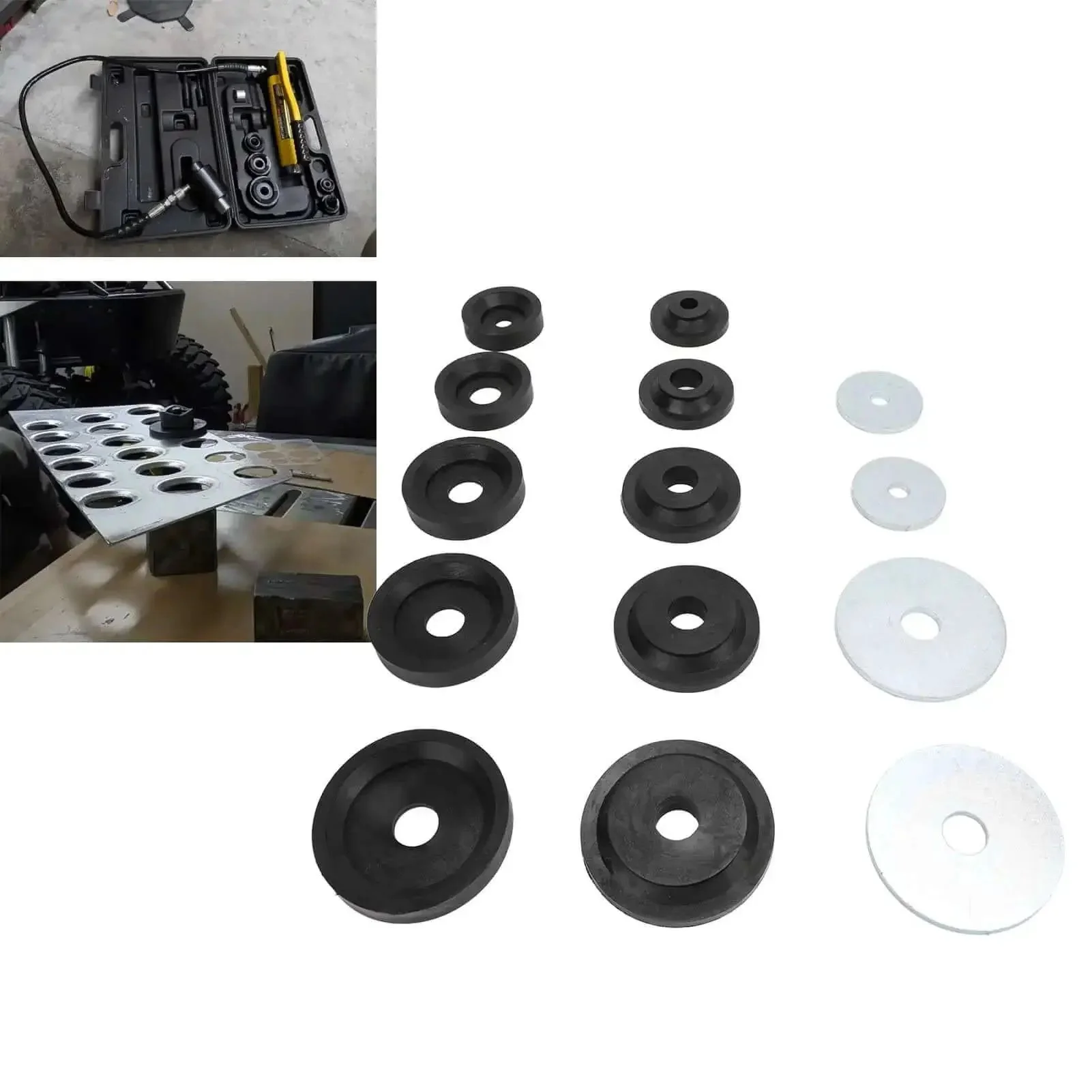 Sheet Metal Dimple Die Set For Harbor Freight Hydraulic Punch Driver Carbon Steel Dimple Dies With Flared Holes And Backing Discs Durable Versatile Tooling Kit For Stronger Neater Panel Work - Image 7