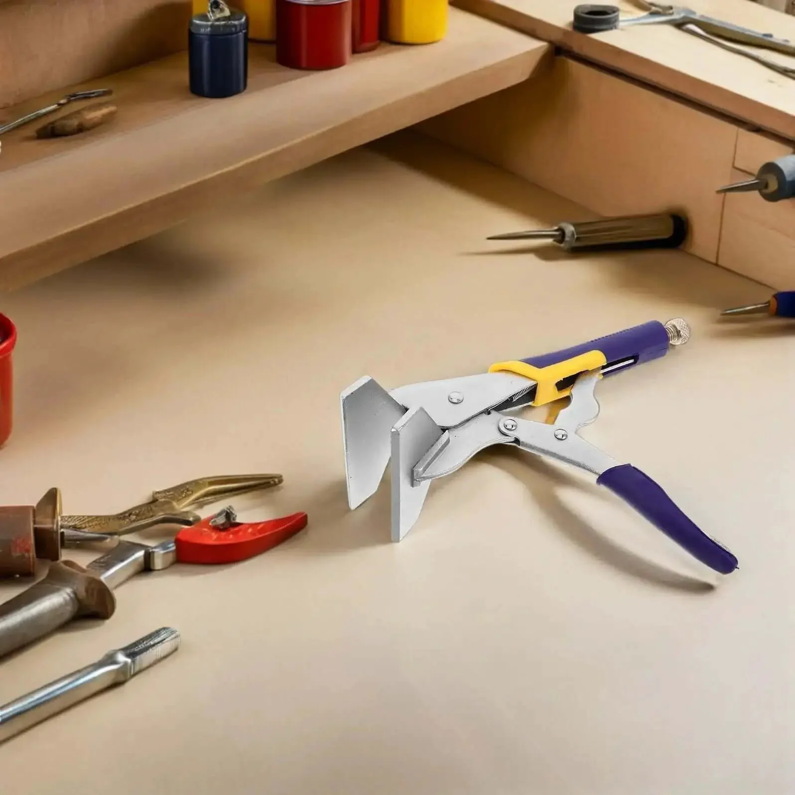 Sheet Metal Hand Seamer Pliers With Straight Jaw And Locking Clamp For Metal Bending Fabrication And HVAC Projects Heavy Duty Steel Construction With Non Slip Grip For Metalworking - Image 5