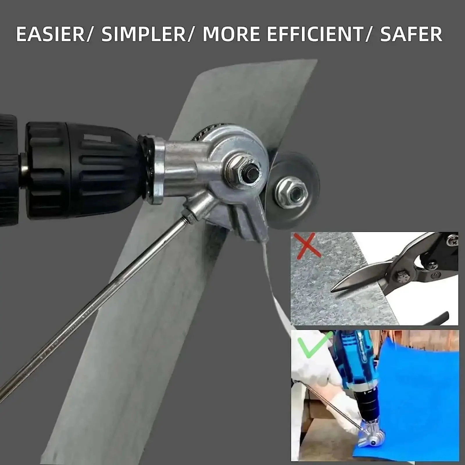 Sheet Metal Nibbler Drill Attachment For Electric Drills Plate Cutter Shears Tool Quick Install Spark Free Burr Free Cuts Iron Steel White Sheet Metalworking In DIY Projects Home Workshop DIY Friendly For Quick Home Workshop Cuts - Image 5