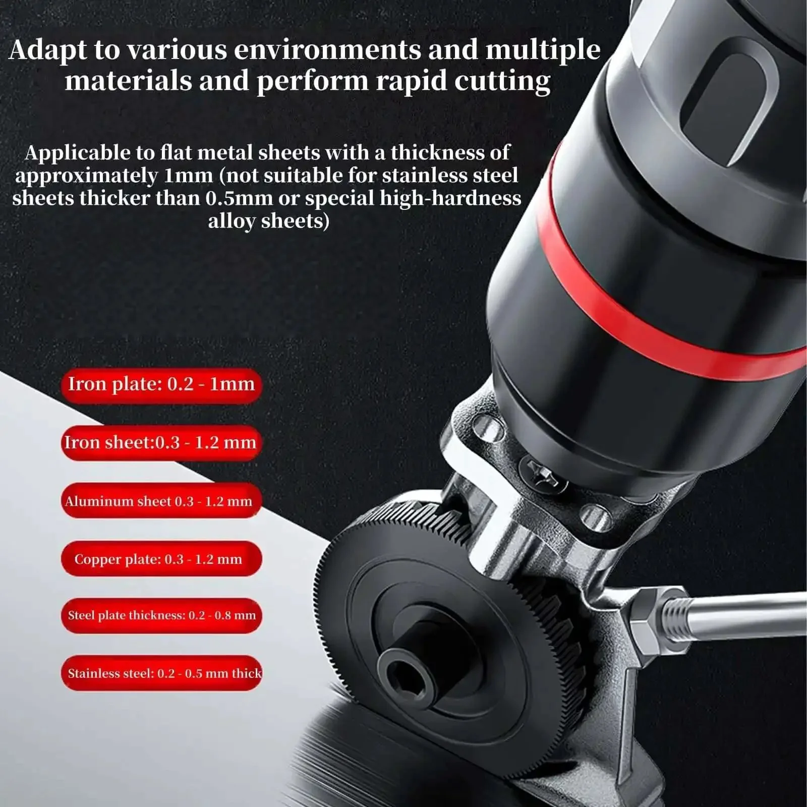 Sheet Metal Nibbler Drill Attachment For Electric Drills Plate Cutter Shears Tool Quick Install Spark Free Burr Free Cuts Iron Steel White Sheet Metalworking In DIY Projects Home Workshop DIY Friendly For Quick Home Workshop Cuts - Image 8