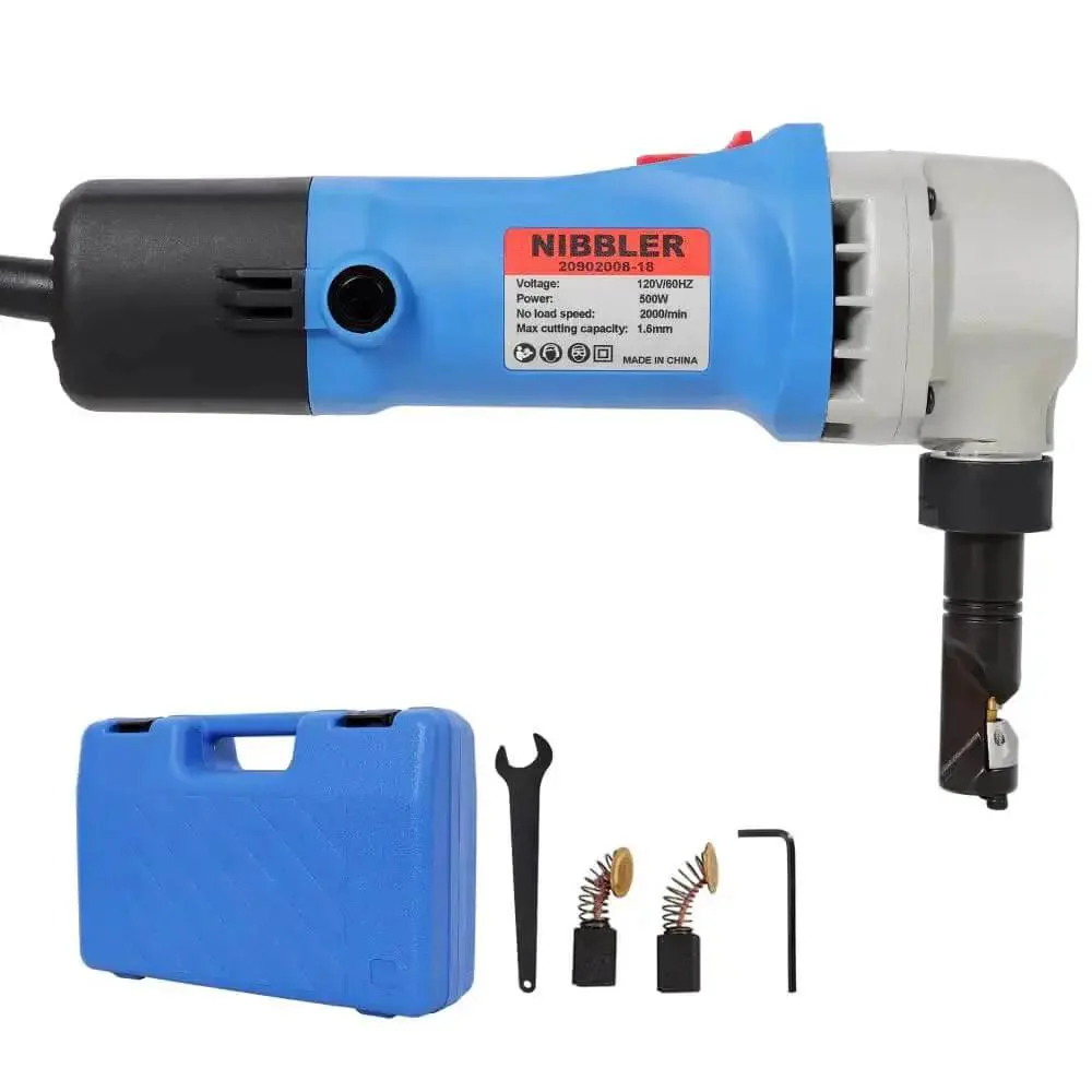 Sheet Metal Nibbler Electric Cutter With 360 Degree Rotation Heavy Duty 500W Power 16 Gauge 1.6mm Cutting Capacity Delivers 2000 RPM 120V For Automotive HVAC And Fabrication Projects Beast Mode Pro Tool