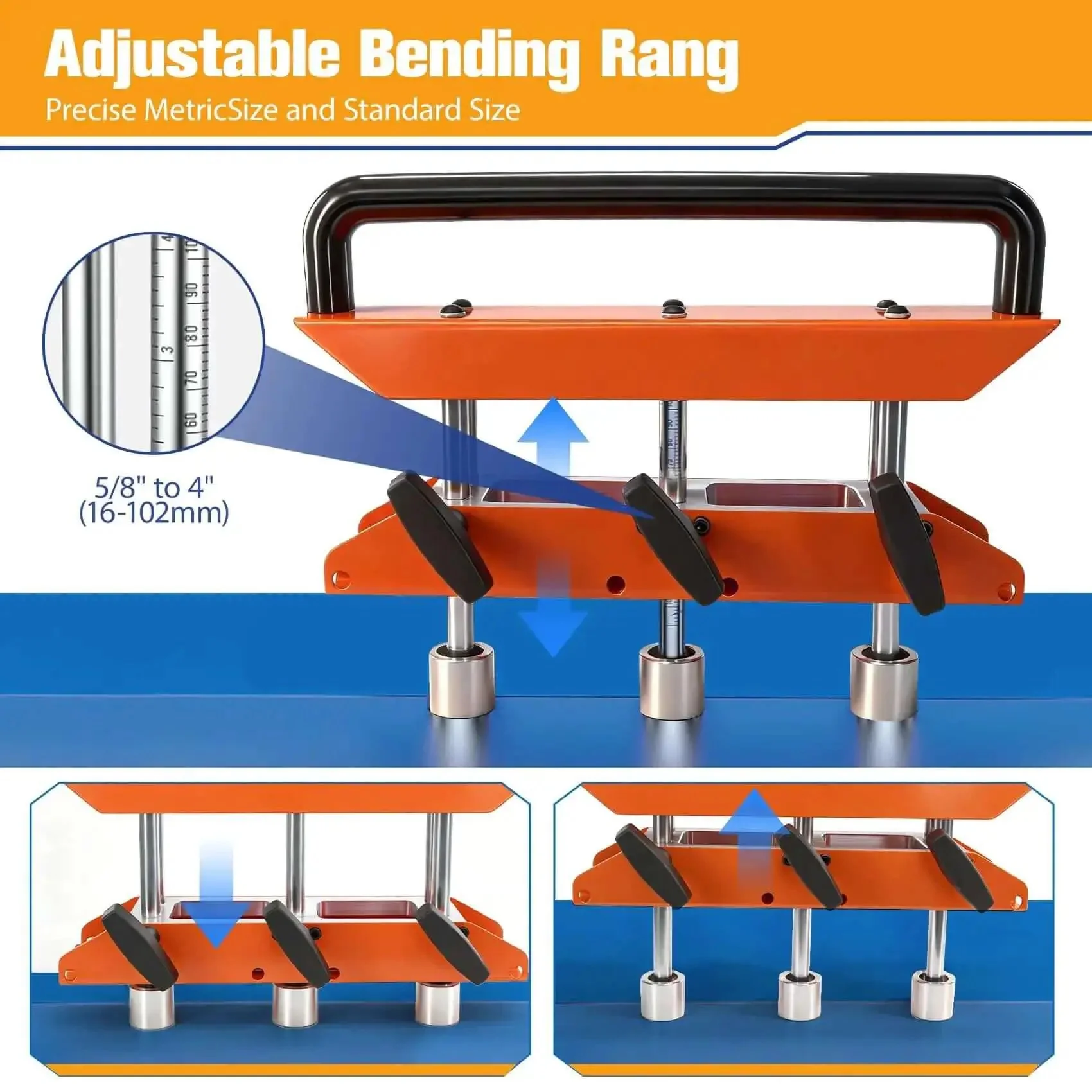 Sheet Metal Roller Bender For 0 To 90 Degrees, Dual Station Edge Roller Kit For Home Metalworking, Three Station Edge Roller For Roofing Metals 0.5 To 5 Inches, 13 To 130 Mm, Heavy Duty Build, Four Year Warranty - Image 5