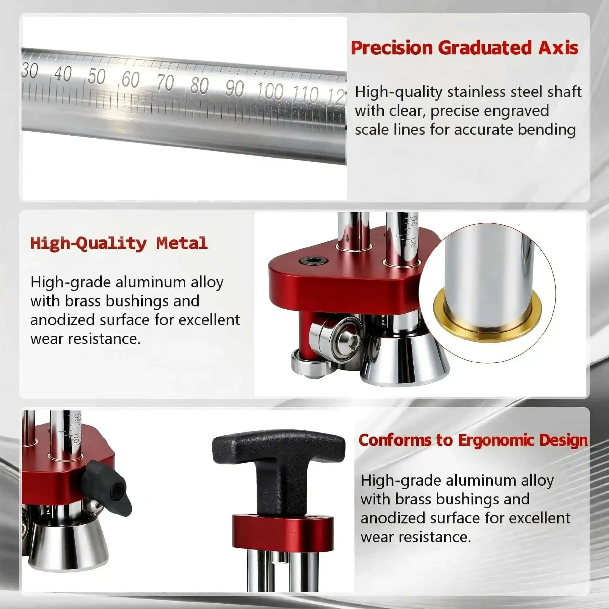 Sheet Metal Roller Pro Grade 1-Station Bender for Iron Aluminum Copper Stainless Steel with 0-100 Degree Bend Range, 0.26-5 Inch Length, 0.2-0.8mm Thickness, Red, Ideal for Roofing Flashing Edging and Metal Panel Work Tools - Image 3