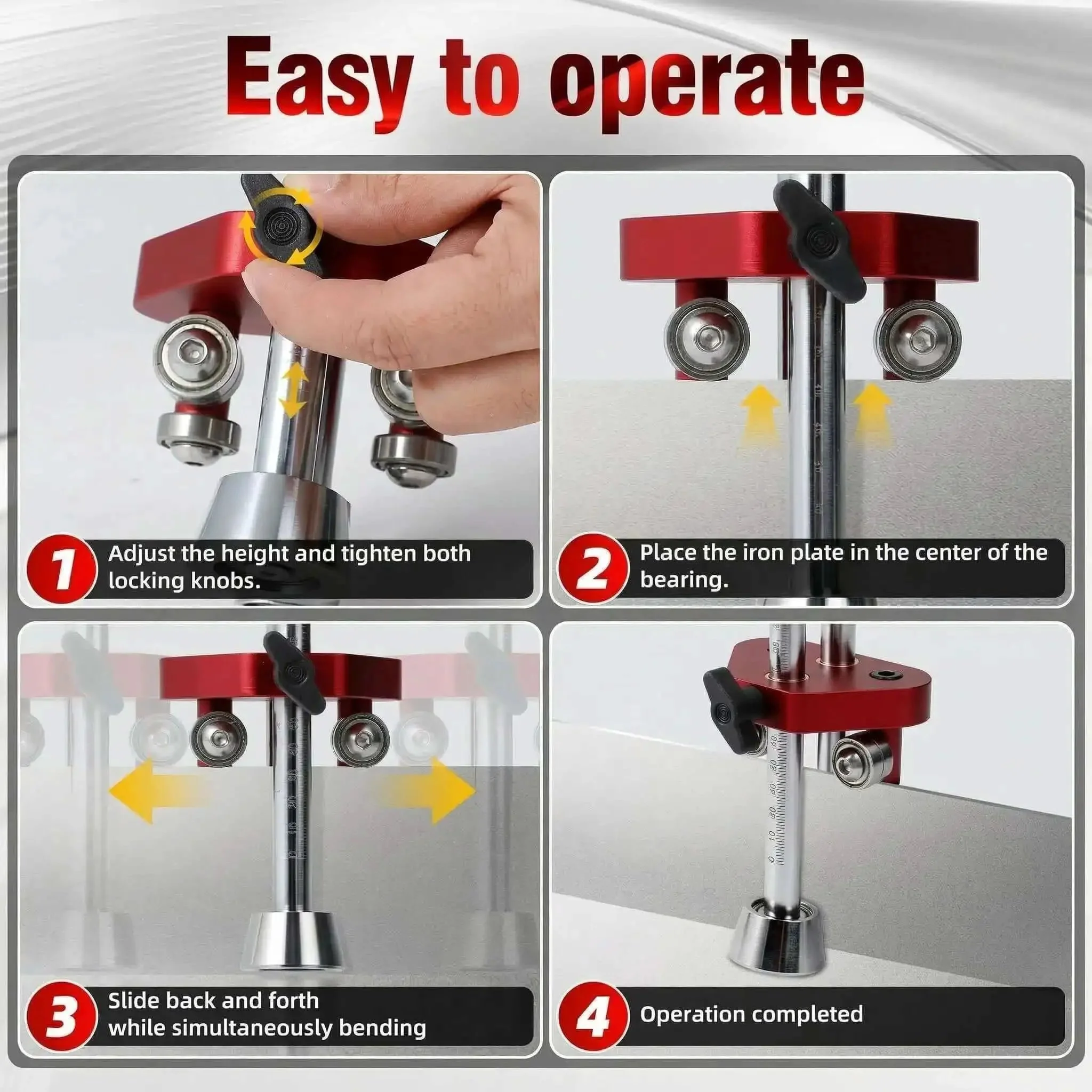 Sheet Metal Roller Pro Grade 1-Station Bender for Iron Aluminum Copper Stainless Steel with 0-100 Degree Bend Range, 0.26-5 Inch Length, 0.2-0.8mm Thickness, Red, Ideal for Roofing Flashing Edging and Metal Panel Work Tools - Image 6