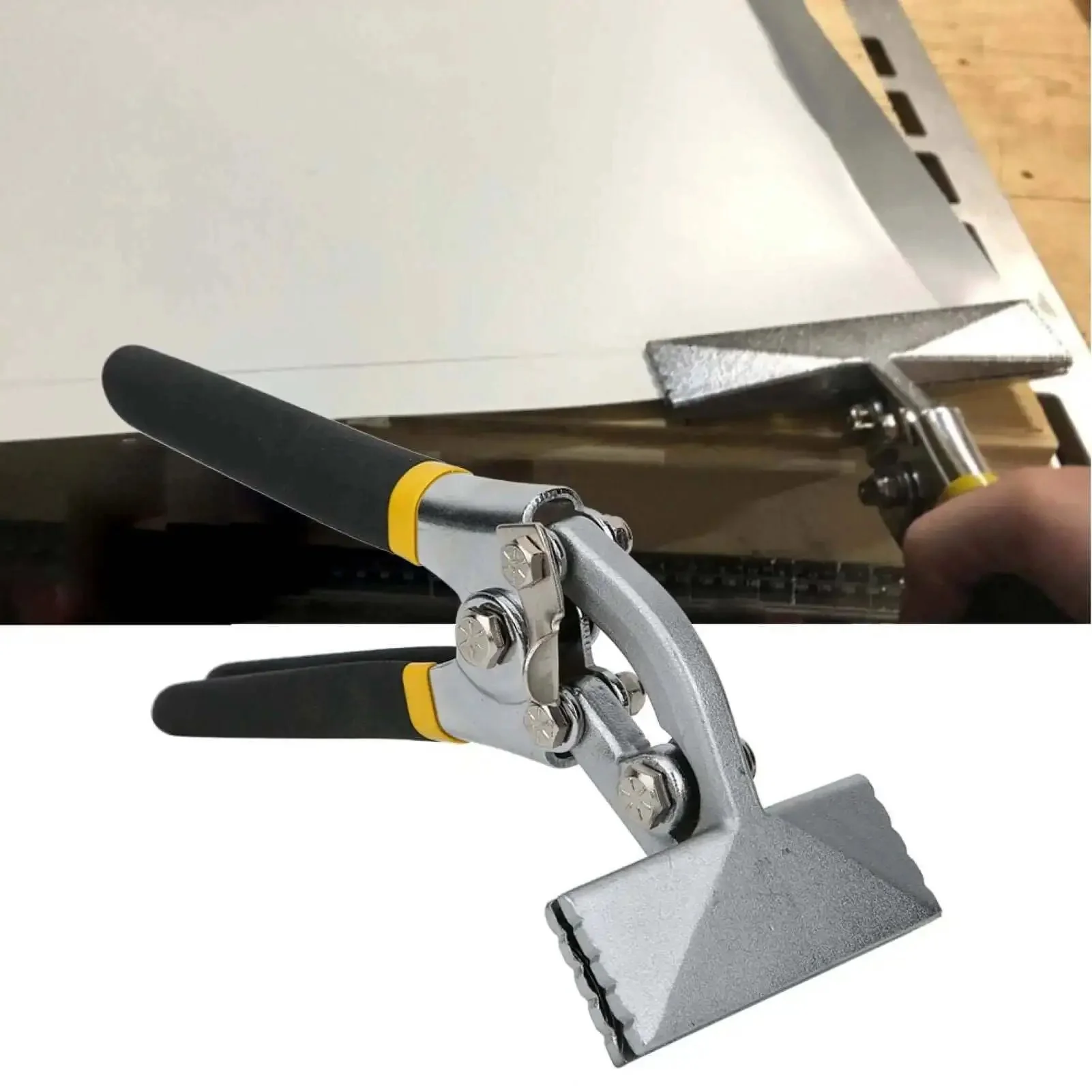 Sheet Metal Seamer Pliers With Non Slip Grip, Built Tough With 45 Steel Hand Clamp For Bending And Flattening Metal, Curved Jaw, Quarter Inch Increment, Plated Steel Durability, Ideal For Roofing, Ductwork, And Any Sheet Metal Project - Image 4