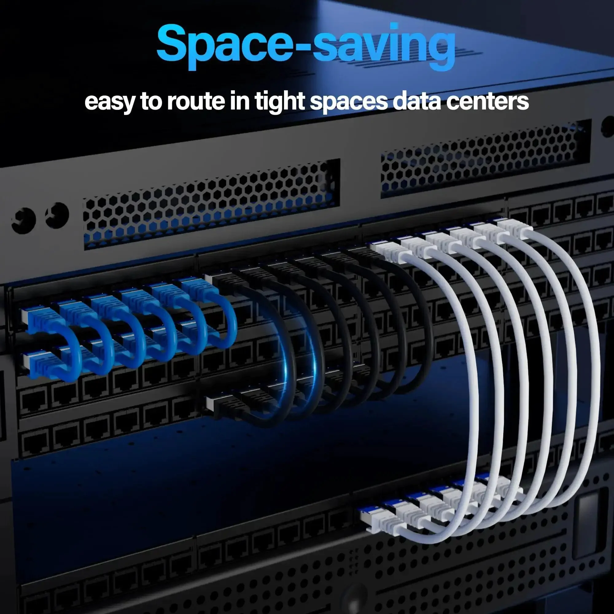 Shielded Cat6A Ethernet Cable 10Gbps 50 Ft Slim F/UTP Bare Copper 28AWG For Server And Data Center Space Saving Network Cable 550MHz Black Durable For 4K Streaming And Gaming - Image 4