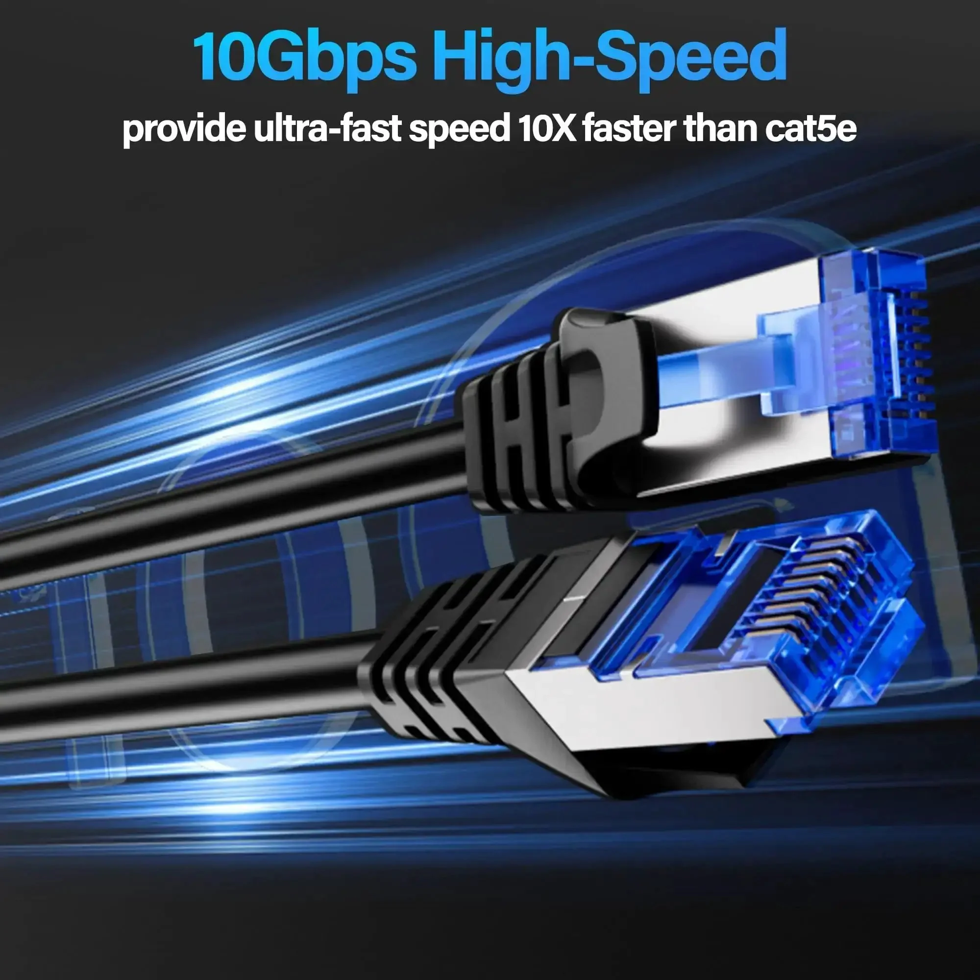 Shielded Cat6A Ethernet Cable 10Gbps 50 Ft Slim F/UTP Bare Copper 28AWG For Server And Data Center Space Saving Network Cable 550MHz Black Durable For 4K Streaming And Gaming - Image 7