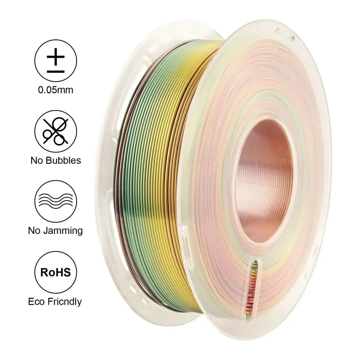Shiny Gradient Rainbow PLA Filament 1.75mm 1kg Spool For FDM 3D Printing, Color Changing Silk Finish, Multicolor Silk PLA, Fast Color Shift Every 3 To 5 Meters, Widely Compatible With Most Printers - Image 2
