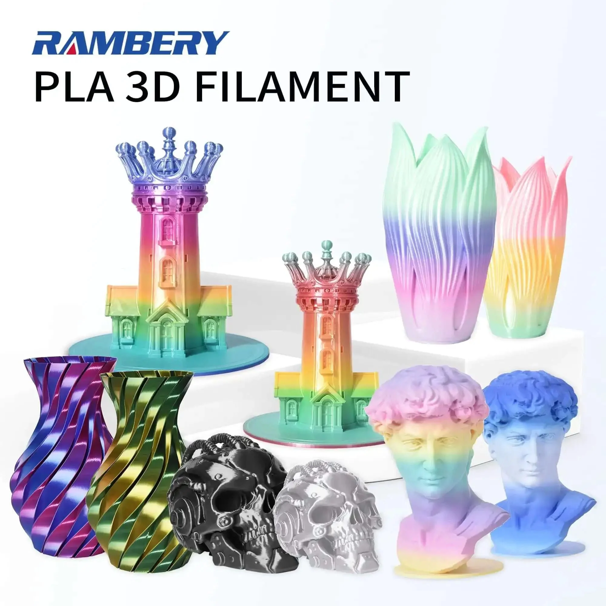 Shiny Rainbow PLA Filament Bundle For 3D Printing, 1.75mm, 200g Per Spool, 4 Spools Included, Color Changing Multicolor Filament Set For Vivid Candy Shine, Easy Printing And Strong Finish - Image 4