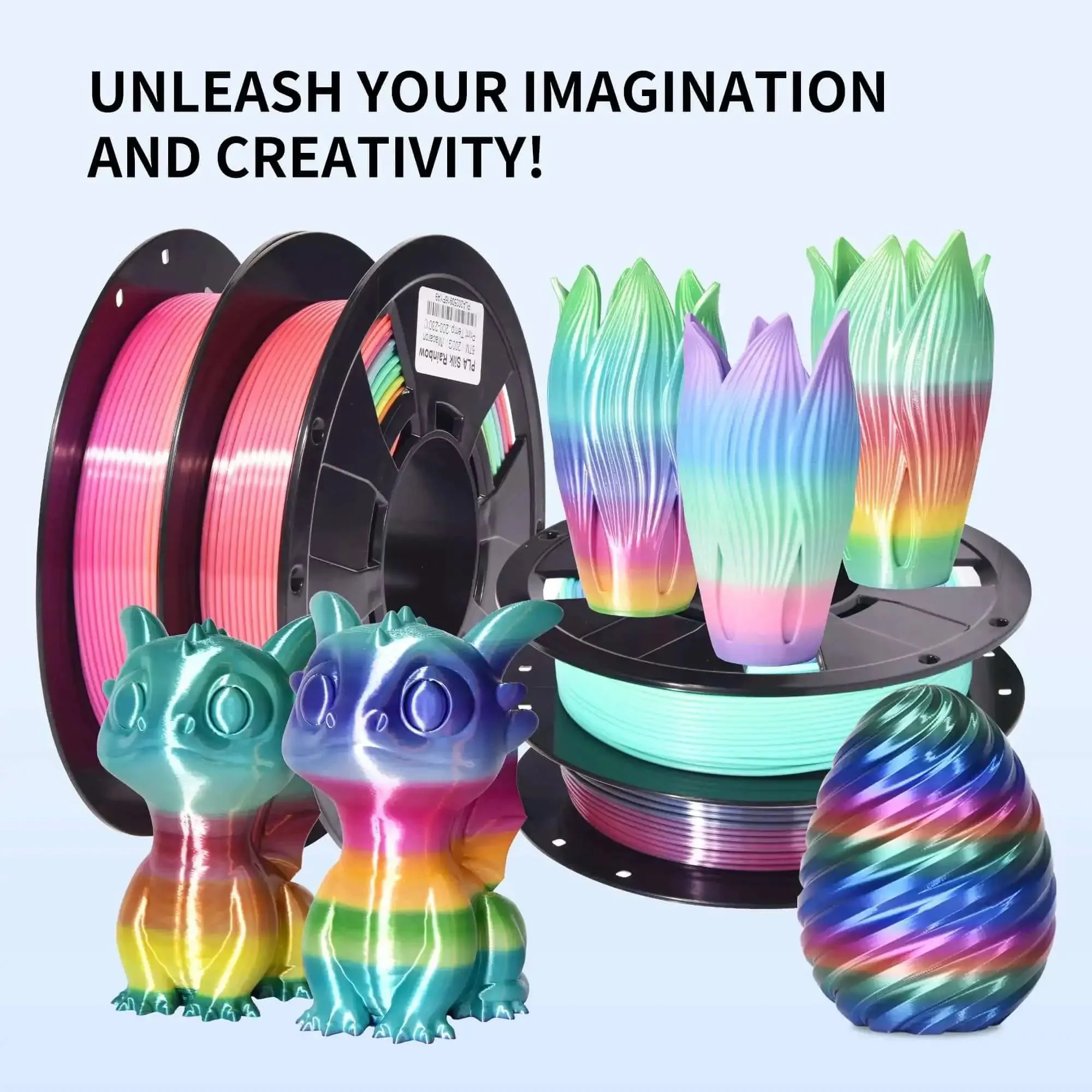 Shiny Rainbow PLA Filament Bundle For 3D Printing, 1.75mm, 200g Per Spool, 4 Spools Included, Color Changing Multicolor Filament Set For Vivid Candy Shine, Easy Printing And Strong Finish - Image 5