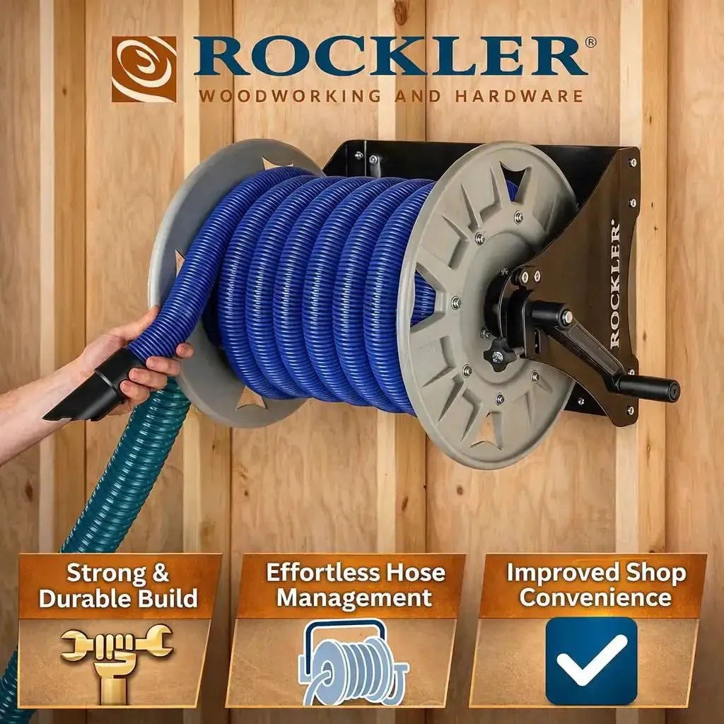 Shop Vacuum Hose Reel With 40 Ft Of 1.5 In Hose Wall Mount Steel Frame Adjustable Tension Knob Easy Install Dust Collector Accessory For Mess Free Cleanup In The Workshop - Image 7
