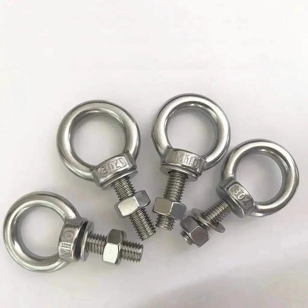 Shoulder Eye Bolt M10 304 Stainless Steel Heavy Duty Eye Bolts With Washer And Nuts For Indoor Outdoor Use Multi Function 0.98 Inch Ring 3/8 x 1.18 Inch Thread 2.8 Inch Total Length 4 Pack - Image 2