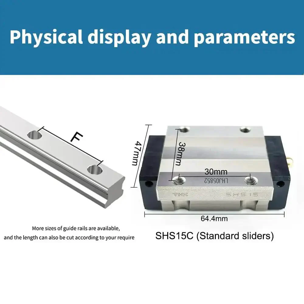 SHS15C Linear Block Guide Slider and SHS15LC Extended Size for Precision Linear Motion, High Performance Linear Bearing with Standard and Extended Length Options, Custom Lengths Available, Made in Japan, Durable Rails for Smooth, Reliable Movement - Image 6