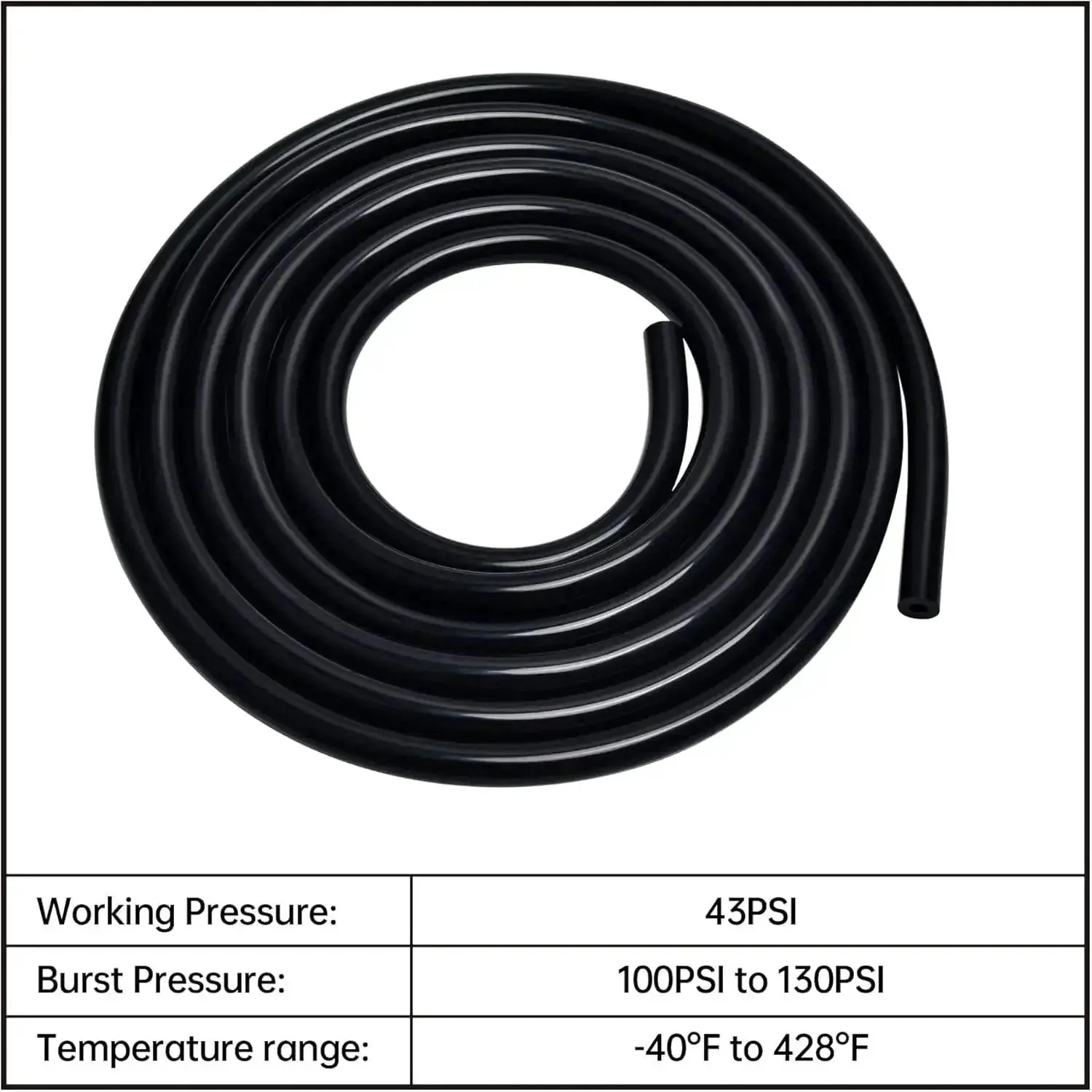 Silicone Vacuum Hose Kit For Car Mods, 5 Ft Each, 4 Pack, Inner Diameters 4mm, 6mm, 8mm, 10mm, Fits 5/32 In, 1/4 In, 5/16 In, 3/8 In Lines, Black FDA Grade Silicone, 130 PSI Max, Durable Vacuum Tubing - Image 3