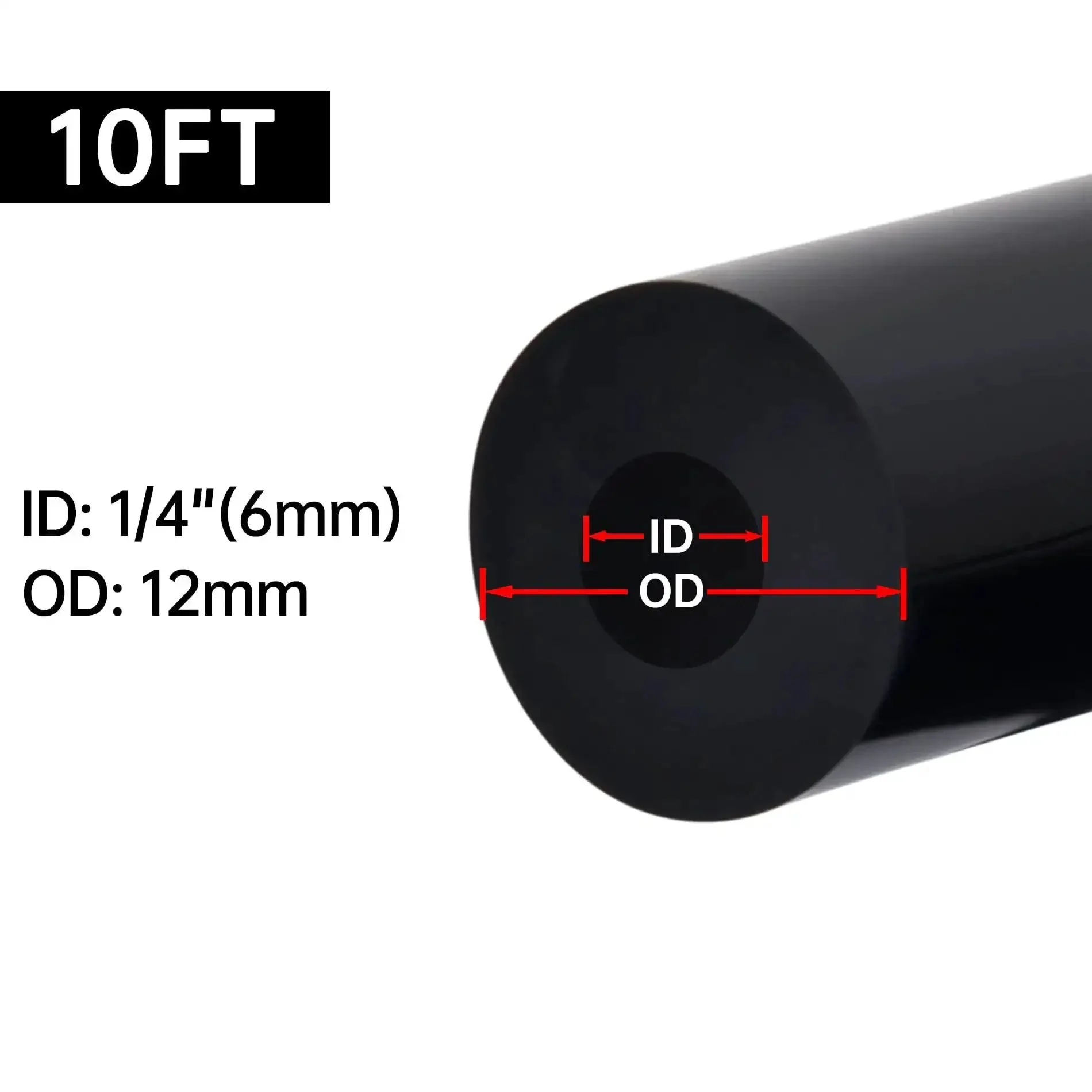 Silicone Vacuum Tubing Hose For Car Buffs And DIYers One Quarter Inch ID 6mm Black 10 Ft Long FDA Food Grade High Temp Burst 130 PSI Working 43 PSI 3mm Wall - Image 6