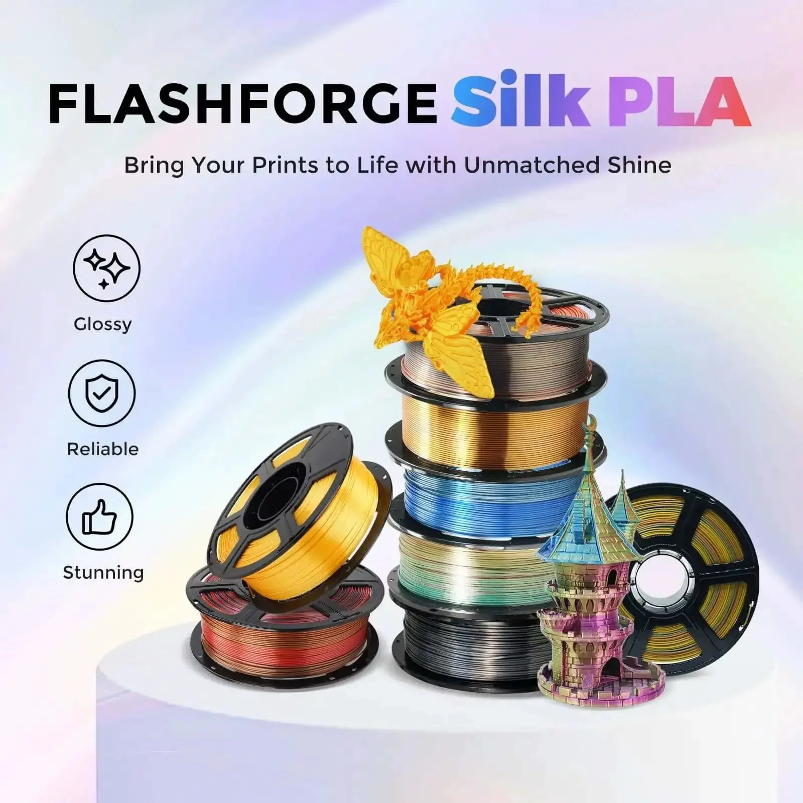 Silk Dual Color Filament Blue To Silver Gradient For 3D Printing Smooth Color Changing Filament 1Kg Spool Easy To Use And Fits Most FDM Printers For Gradient Vibes - Image 7
