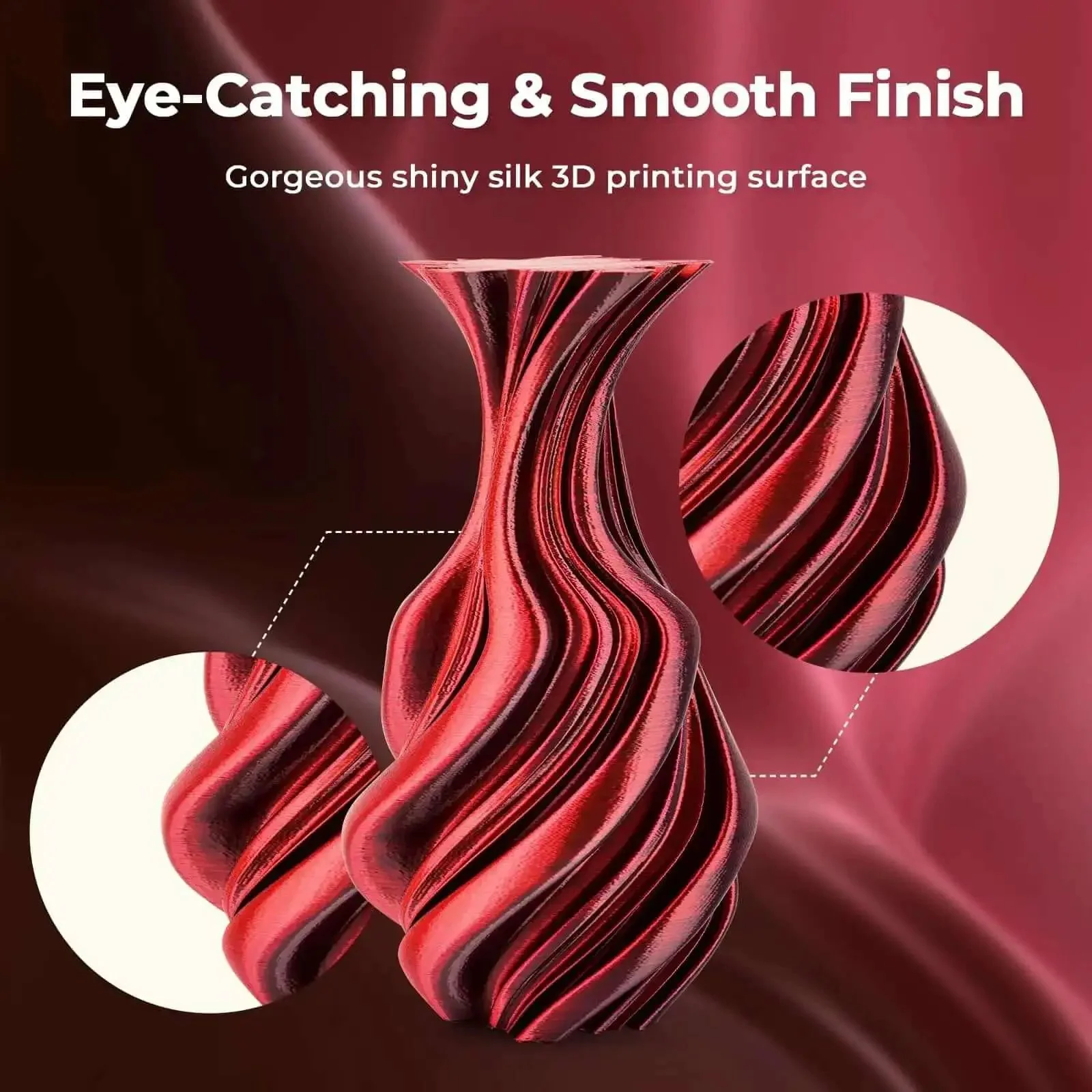 Silk Dual Color PLA Filament 1.75mm Red Black Coextrusion For 3D Printing Glossy Silk Finish Color Changing Print 1kg Spool For Bold Eye Catching Results - Image 6