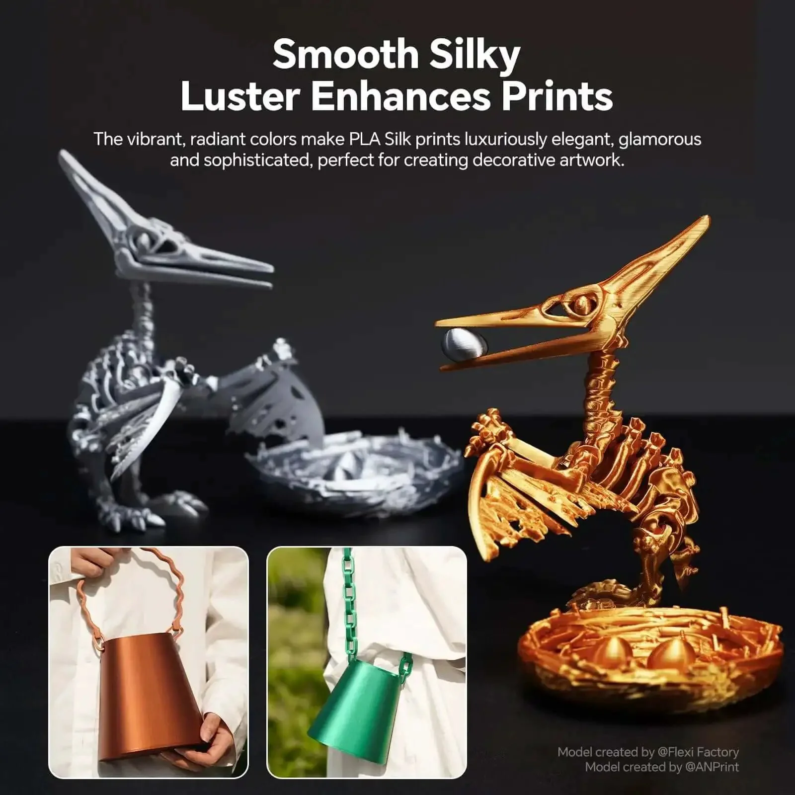 Silk PLA 4KG Bundle for 3D Printing with 1.75mm Filament, Ultra Smooth Luster in Green White Gold Red, Includes 1KG Reusable Spool, Precise ±0.02mm Tolerances, Perfect for Eye Catching Decorative Art Prints And Showpiece Projects - Image 9