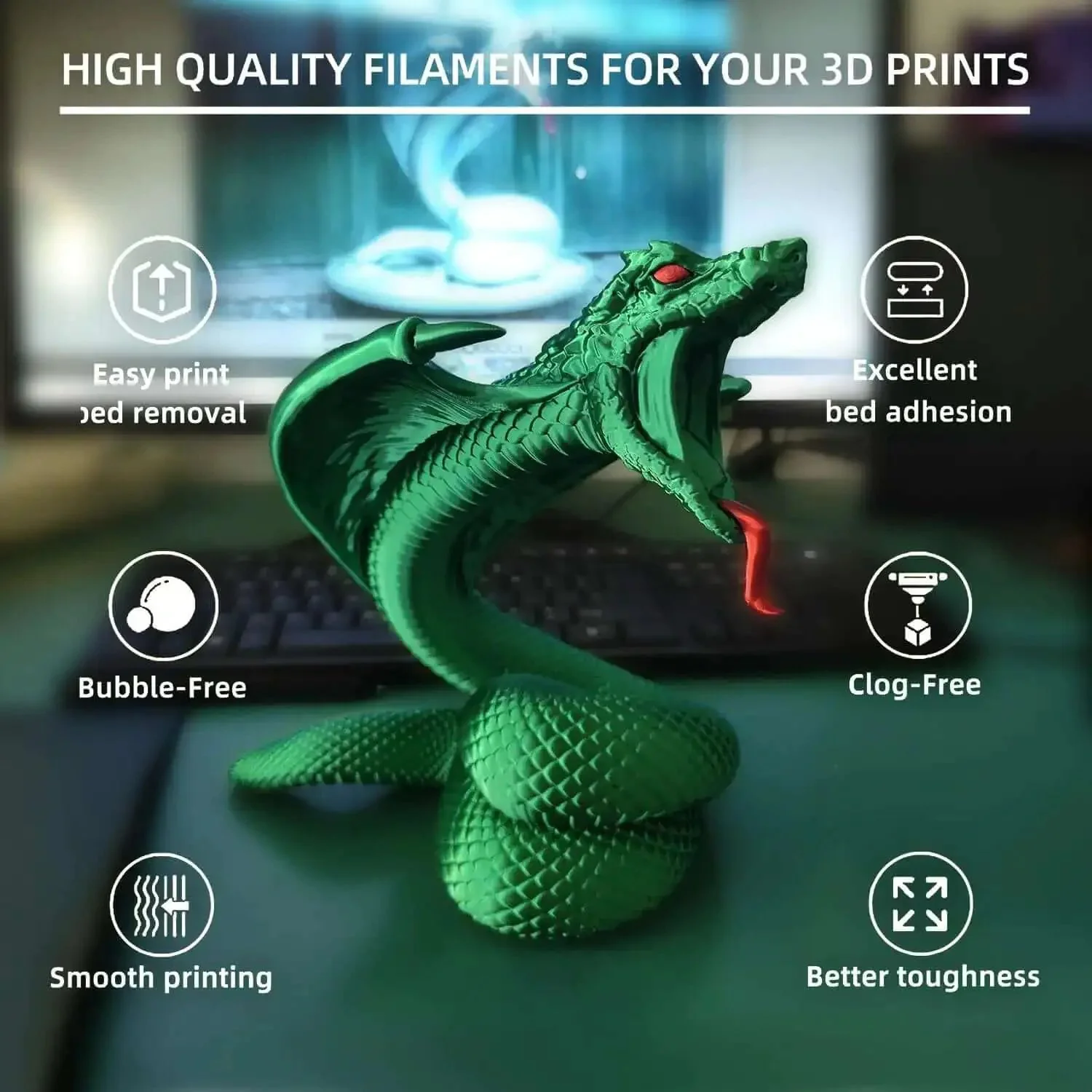 Silk PLA Filament 1.75mm 1Kg Spool For 3D Printers, Dope Silk Green With Smooth Finish, 0.02mm Dimensional Tolerance, Superior Layer Bonding, Fits Most FDM Printers, USA Made - Image 6
