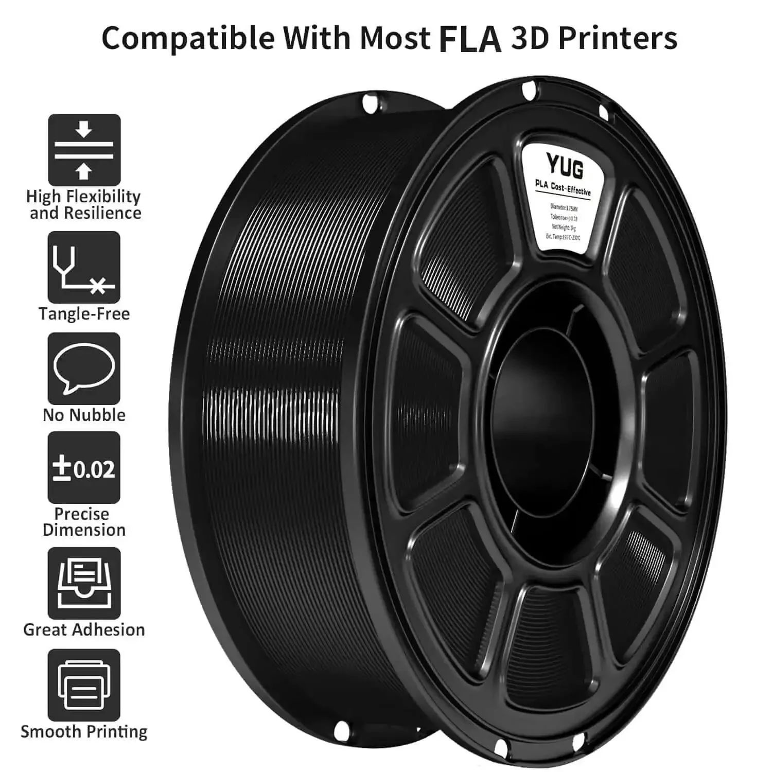 Silk PLA Filament 1.75mm Black Metallic Gloss for 3D Printing on a 1kg Spool, Slick Silk Finish, Tight 0.02mm Dimensional Tolerance, Works With Most FDM Printers, No Polishing Needed, Dope for Artwork and Crafts - Image 7