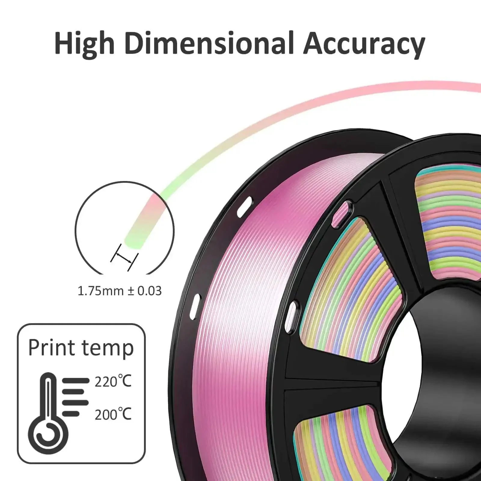 Silk PLA Filament 1.75mm For 3D Printer 1Kg Spool Metallic White With Dope Glossy Silk Finish Eye-Popping Shine Ultra Smooth Prints High Dimensional Accuracy 0.03mm Ideal For Decor Cosplay And Gift Projects - Image 5