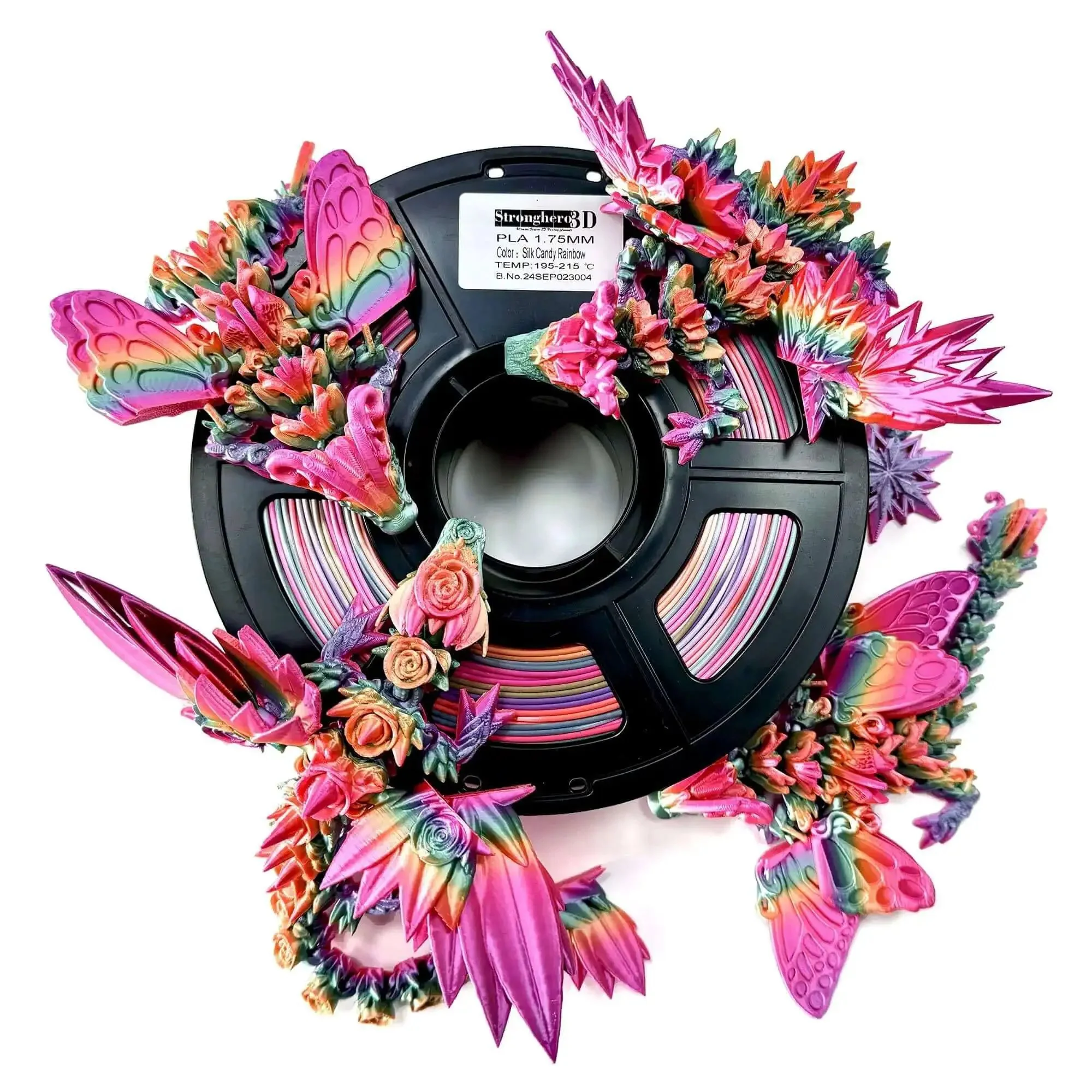 Silk Rainbow PLA Filament 1.75mm 1kg Color Change Filament Multi Color With High Gloss Finish For Most 3D Printers Vacuum Sealed Approximately 330m Long Tolerance 0.05mm