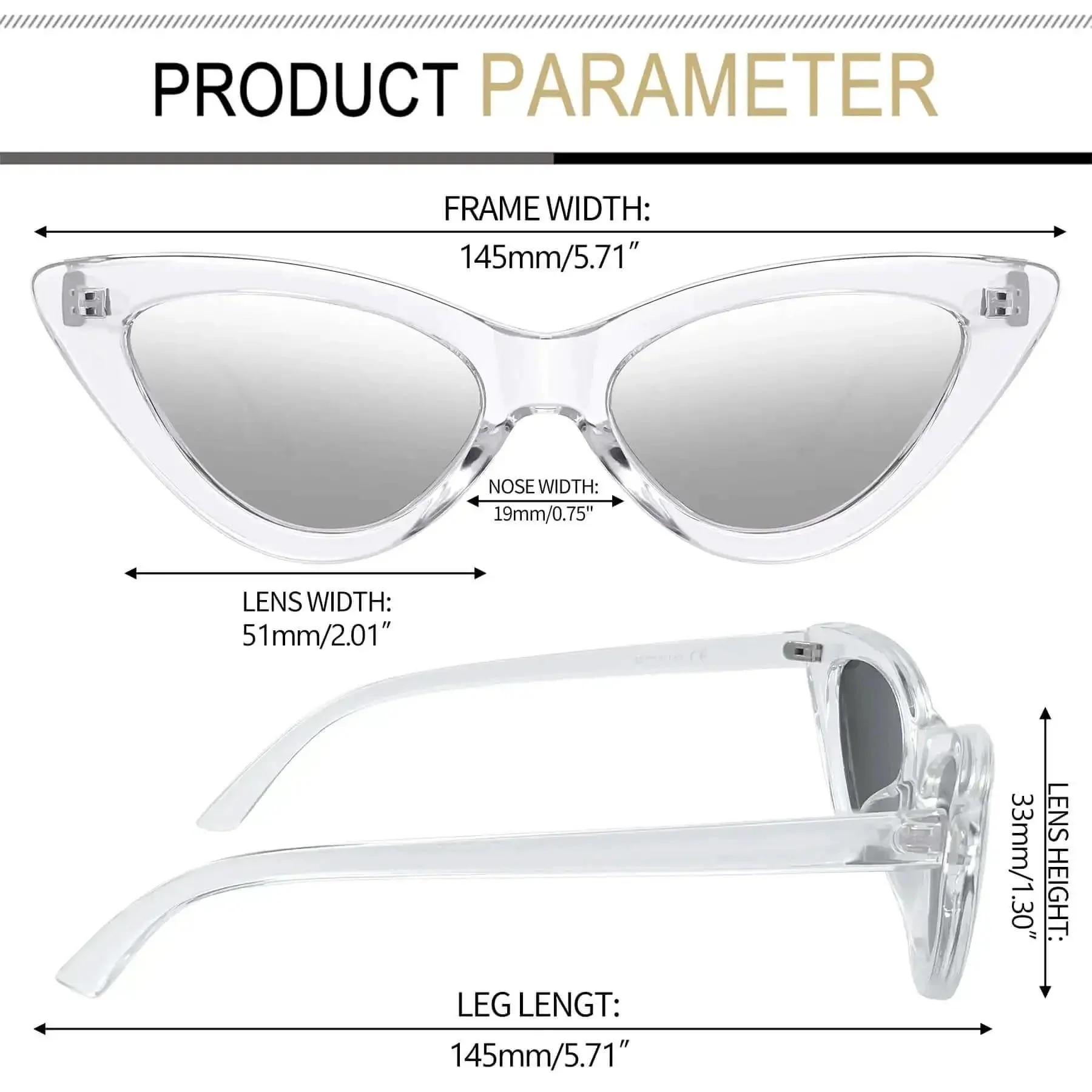 Silver Cat Eye Sunglasses With Polarized UV Protection, Transparent Frame And Mirror Lenses, Y2K Cateye Sunnies For Women, Retro Vintage Glam, Everyday Cool Accessory For Day Out, Party Look, And Street Style - Image 5