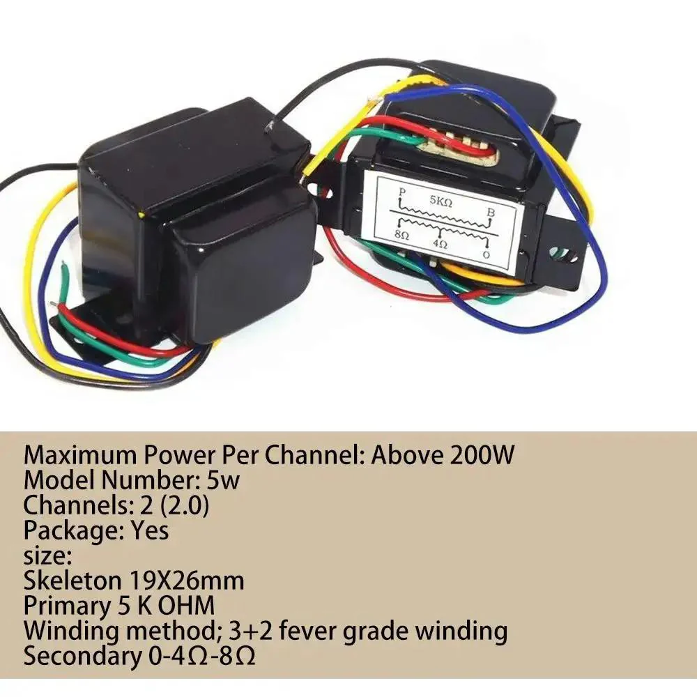 Single Ended Output Audio Transformer For Tube Amp 5K Primary 5W Secondary 0 Ohm 4 Ohm 8 Ohm Compatible With 6P1 6P14 6P6 Tubes 19X26mm Core 70mm Mounting Black Lacquer Shield For Old School Vintage HiFi Amplifiers - Image 6