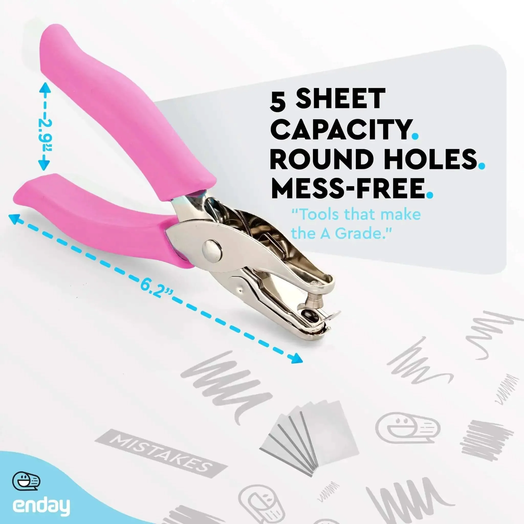 Single Hole Paper Punch With Cushioned Grip Built Tough Puncher For Greeting Cards Scrapbooks Notebooks And Craft Paper Easy To Use Hand Tool High Capacity Waste Receptacle Pack Of 6 - Image 4