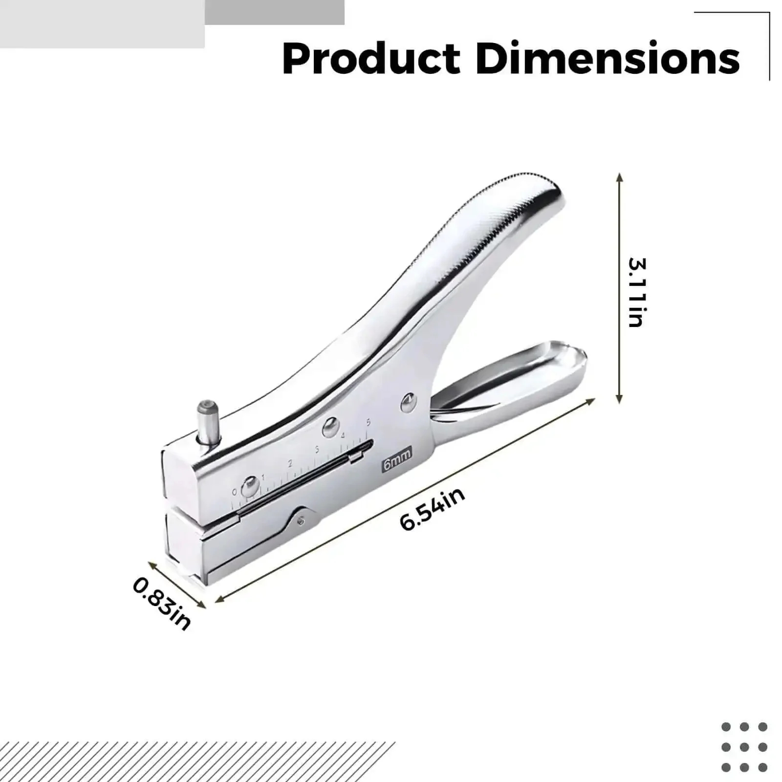 Single Hole Punch 1.9 Inch Throat 6 mm Hole Handheld Metal Punch For Office And Craft Binding Punches Up To 10 Sheets Built Tough All Metal Frame With Carbon Steel Cutter Head - Image 4