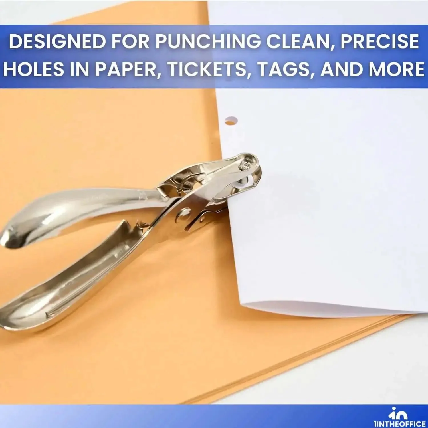 Single Hole Punch For Office Use, Heavy Duty Metal Hole Puncher With 1/4 Inch Punch, 5 Sheet Capacity, Anti Rust Construction, Handy Chip Tray, Silver, 2 Pack - Image 2