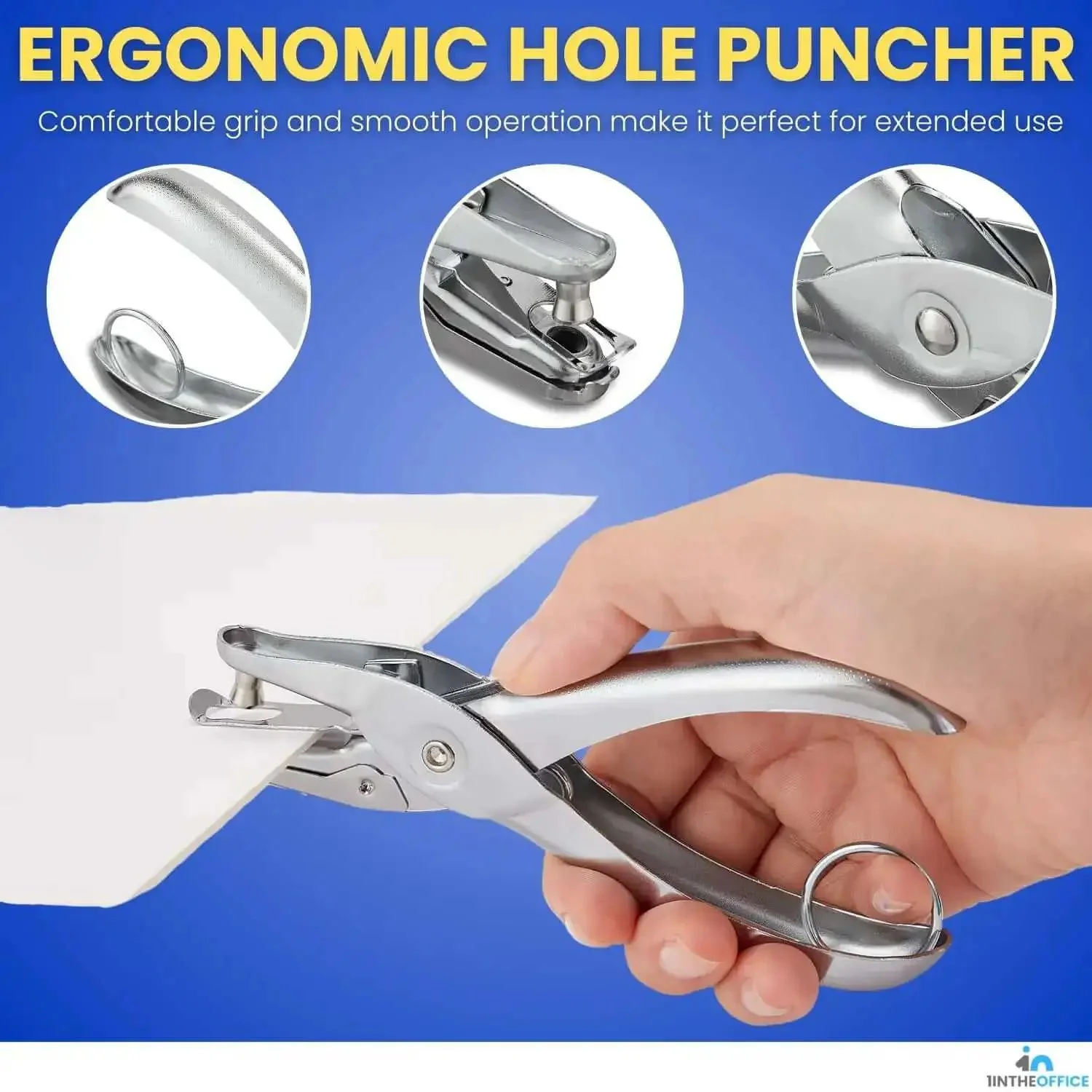 Single Hole Punch For Office Use, Heavy Duty Metal Hole Puncher With 1/4 Inch Punch, 5 Sheet Capacity, Anti Rust Construction, Handy Chip Tray, Silver, 2 Pack - Image 6