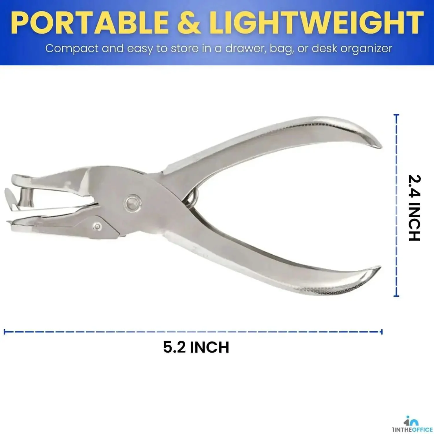 Single Hole Punch For Office Use, Heavy Duty Metal Hole Puncher With 1/4 Inch Punch, 5 Sheet Capacity, Anti Rust Construction, Handy Chip Tray, Silver, 2 Pack - Image 7