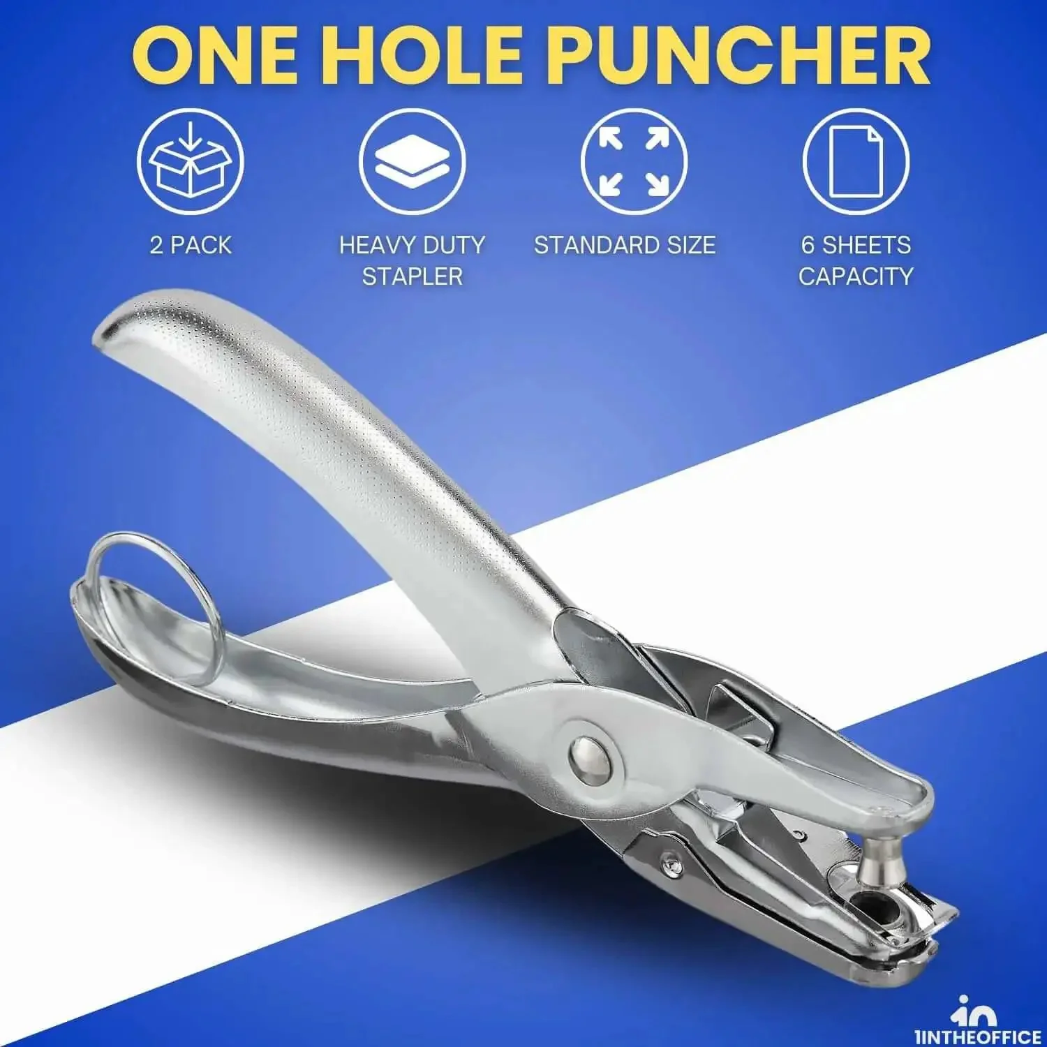 Single Hole Punch For Office Use, Heavy Duty Metal Hole Puncher With 1/4 Inch Punch, 5 Sheet Capacity, Anti Rust Construction, Handy Chip Tray, Silver, 2 Pack - Image 8