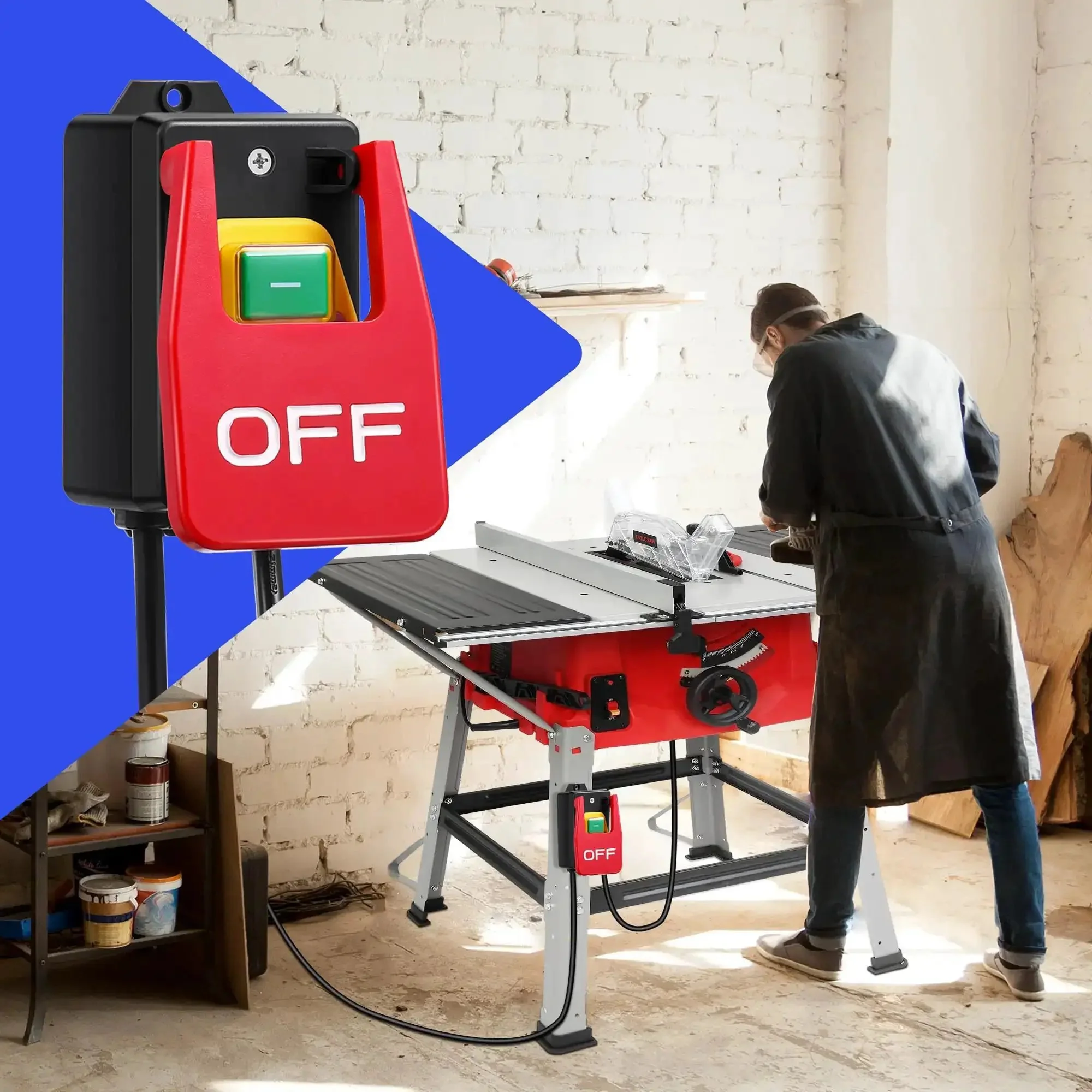 Single Phase On Off Switch With Large Stop Sign Paddle, 120V Router Table Switch For Fast Power Off, Hands Free Safety For Table Saw And Electrical Equipment, 2HP Capacity, 120V And 230V, 1 Pack - Image 2