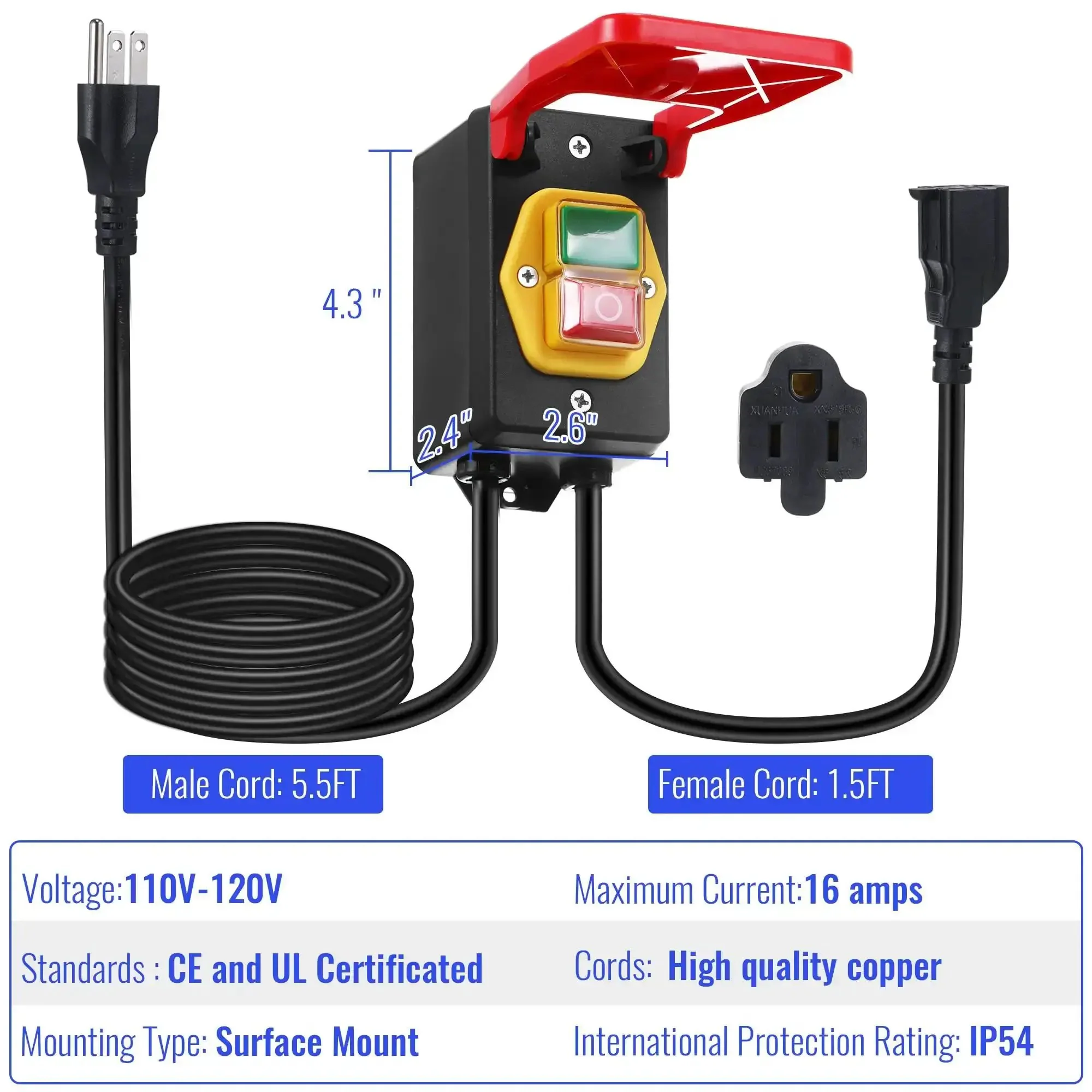 Single Phase On Off Switch With Large Stop Sign Paddle, 120V Router Table Switch For Fast Power Off, Hands Free Safety For Table Saw And Electrical Equipment, 2HP Capacity, 120V And 230V, 1 Pack - Image 5