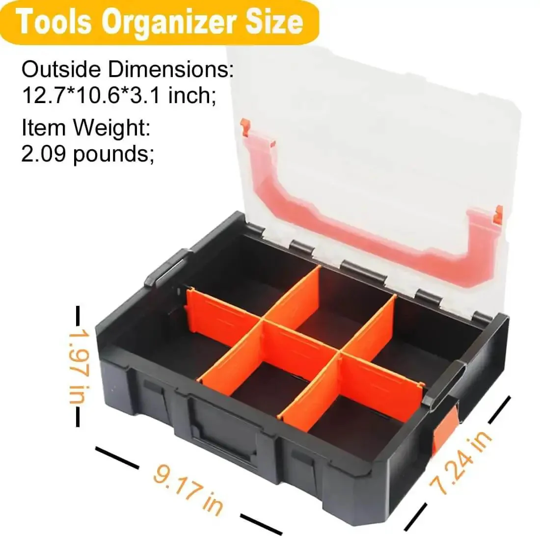Six Compartment Small Parts Organizer With Stackable Design And Removable Dividers For Hardware, Includes Two Pieces, Clear Durable Case For Garage, Workshop, DIY Projects And Tool Gear Sorting - Image 5