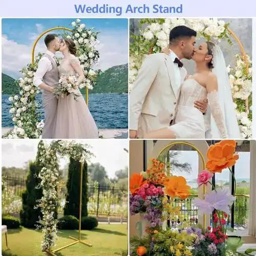 Six Foot Arch Backdrop Stand For Balloons And Garlands, Sturdy Metal Wedding Frame With Square Base Ground Nails, Easy Setup Gold Finish For Birthday Parties Baby Showers And Special Events - Image 5