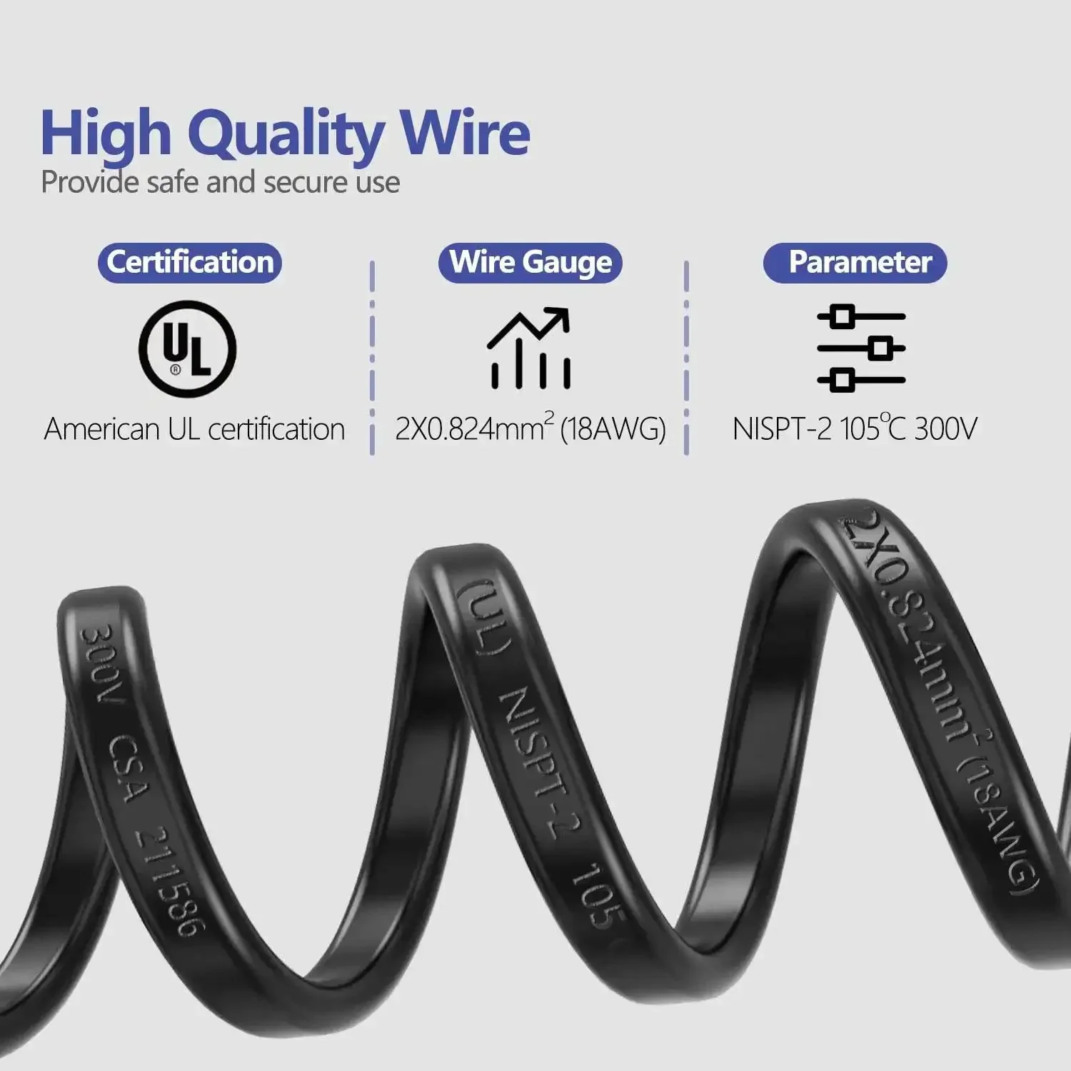Six Foot Sewing Machine Power Cord AC Cable Replacement, Two Slot Plug, UL Listed 18 AWG Wire, Durable High Quality Power Cord for Home Sewing Machines, Easy Plug In, Safe and Reliable for Most Models - Image 7